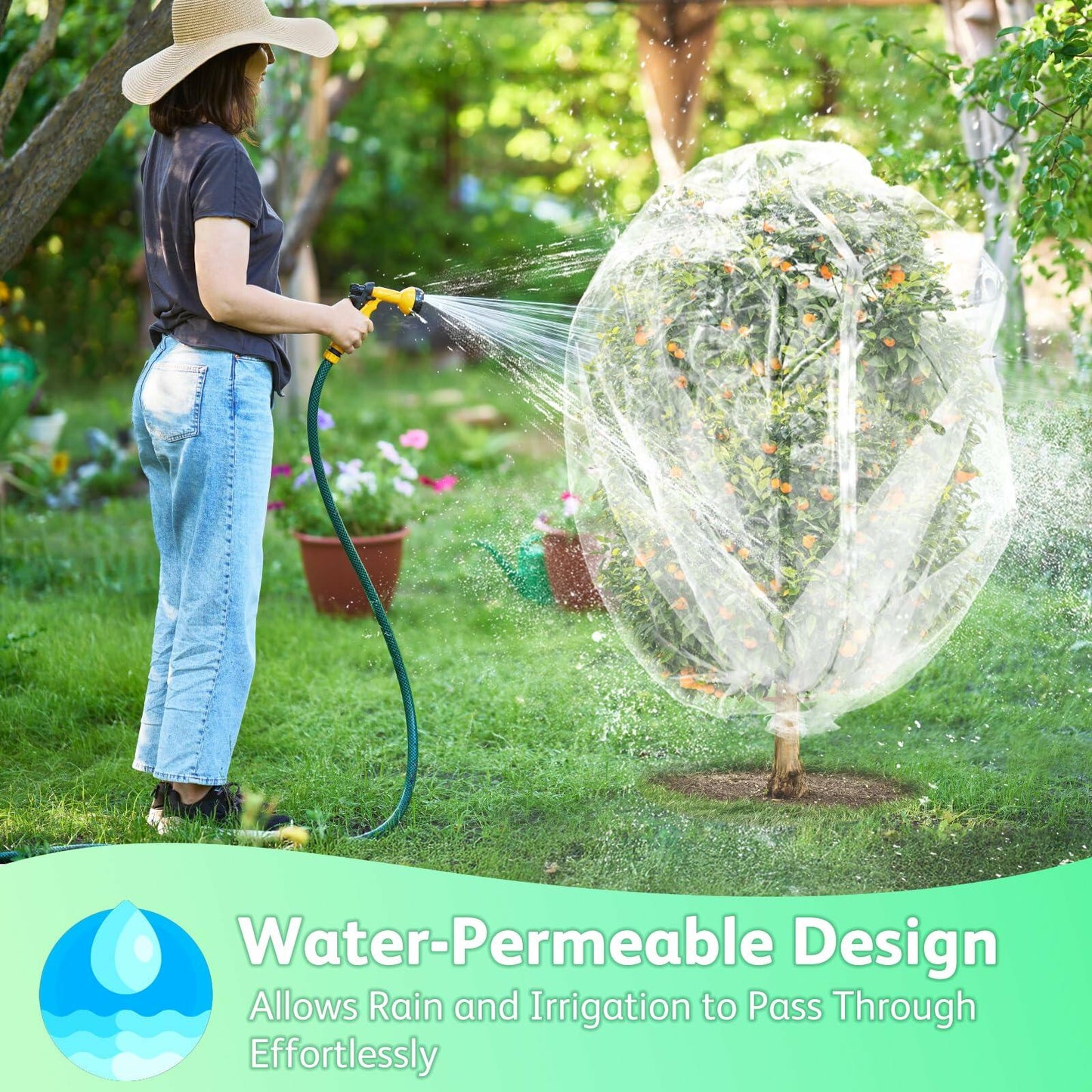 JOJOLEE Fruit Tree Netting Garden Protection 7.8x7.8FT White 2Pcs