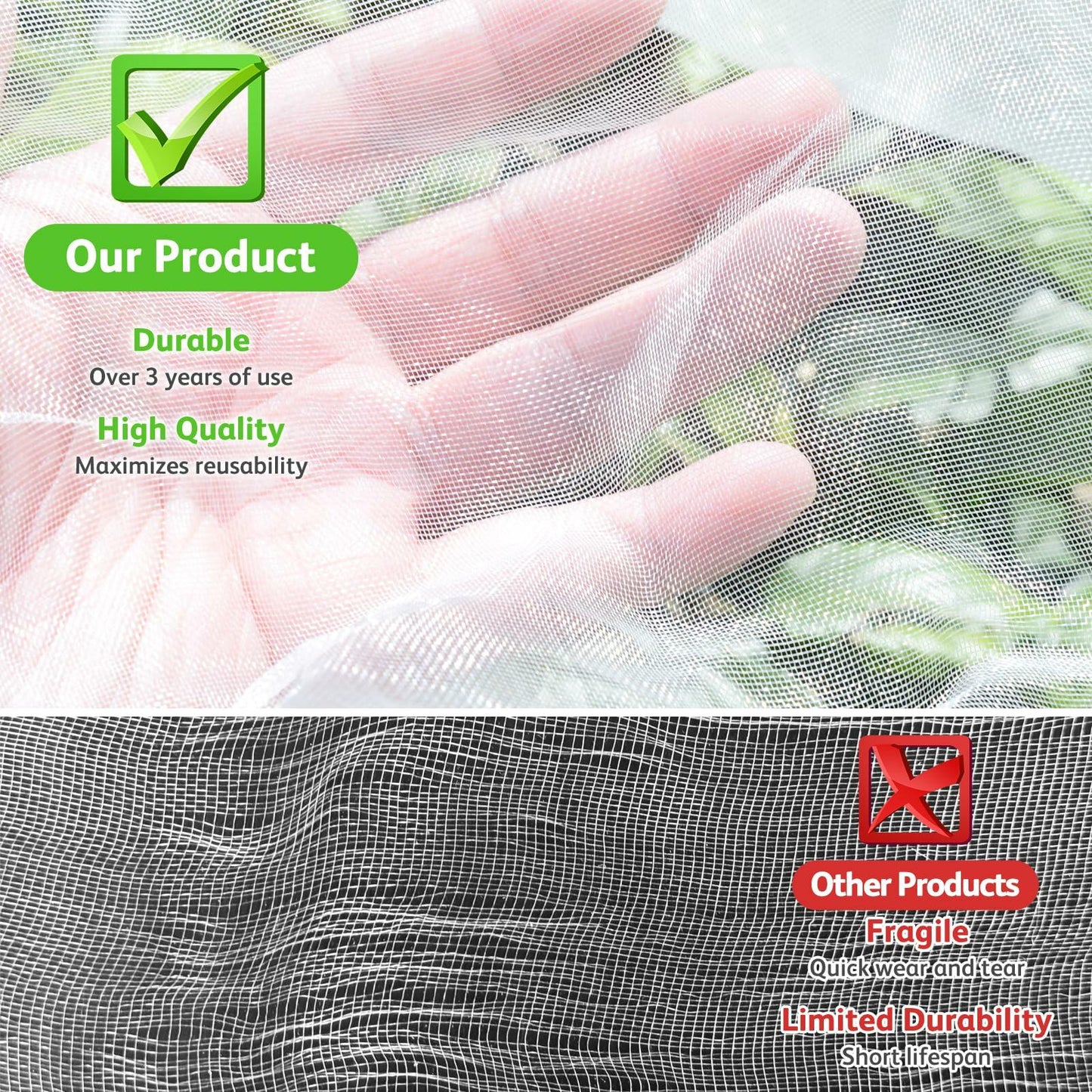 JOJOLEE Fruit Tree Netting Garden Protection 7.8x7.8FT White 2Pcs