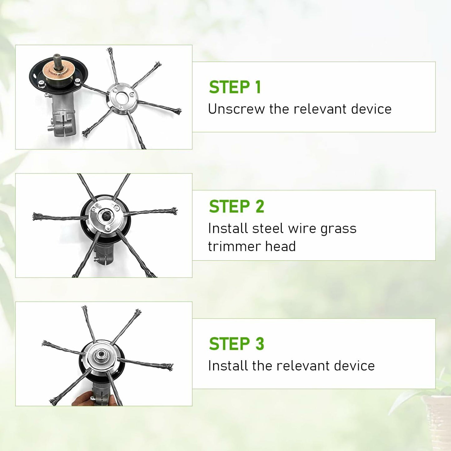 Generic Steel Wire Grass Trimmer Head 6in 0.2in Spindle Silver 2Pack