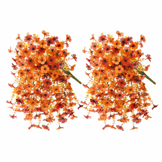 ZFProcess Artificial Fall Daisy Mums Silk Flowers 2PCS Fall Orange UV Resistant