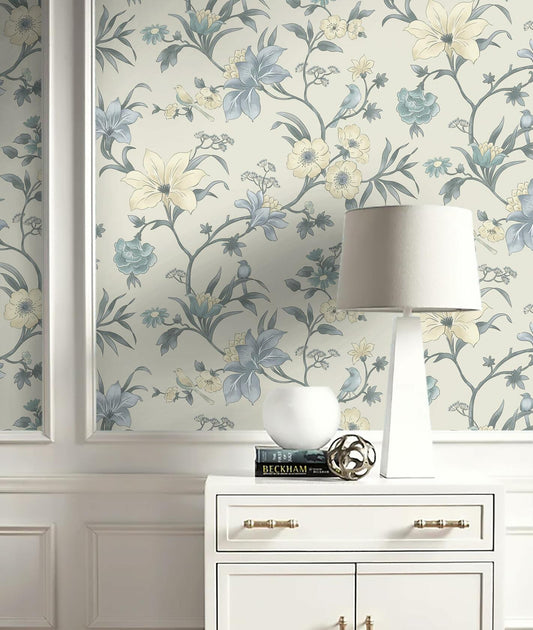 Hopepak Green Floral Peel and Stick Wallpaper 16.1x394 inch Vinyl Modern