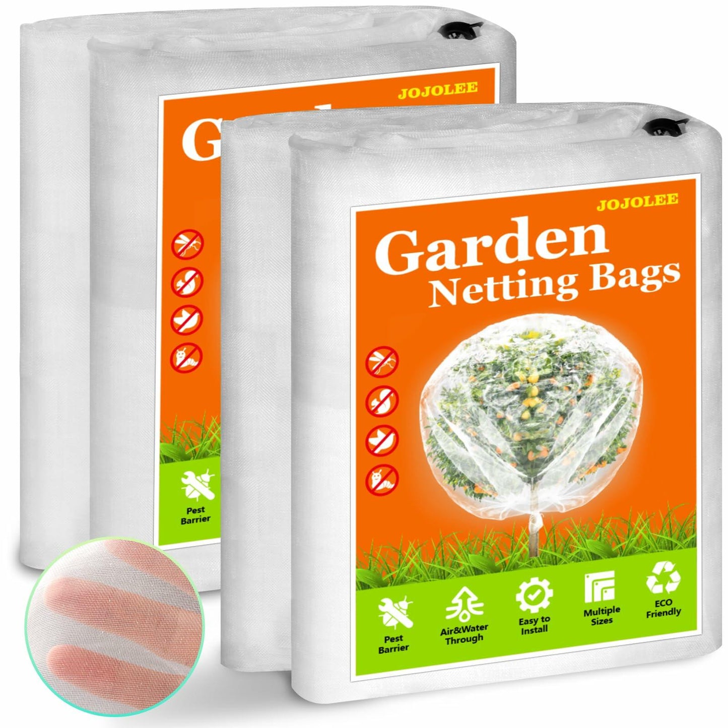 JOJOLEE Fruit Tree Netting Garden Protection 7.8x7.8FT White 2Pcs