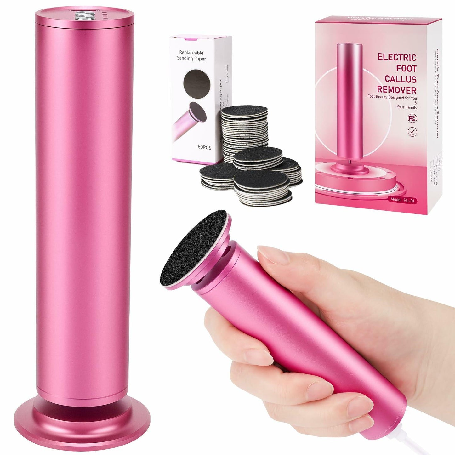 AFFLAT Electric Foot Callus Remover Adjustable Speed 0-600RPM60 Sandpaper Purple