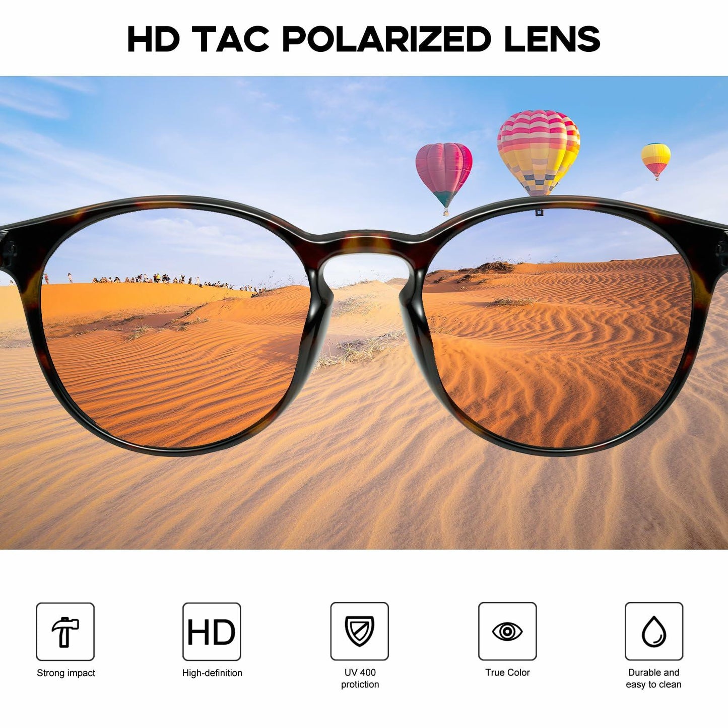 mosanana Polarized Round Sunglasses Small Tortoise Grey Casual Women MS52361