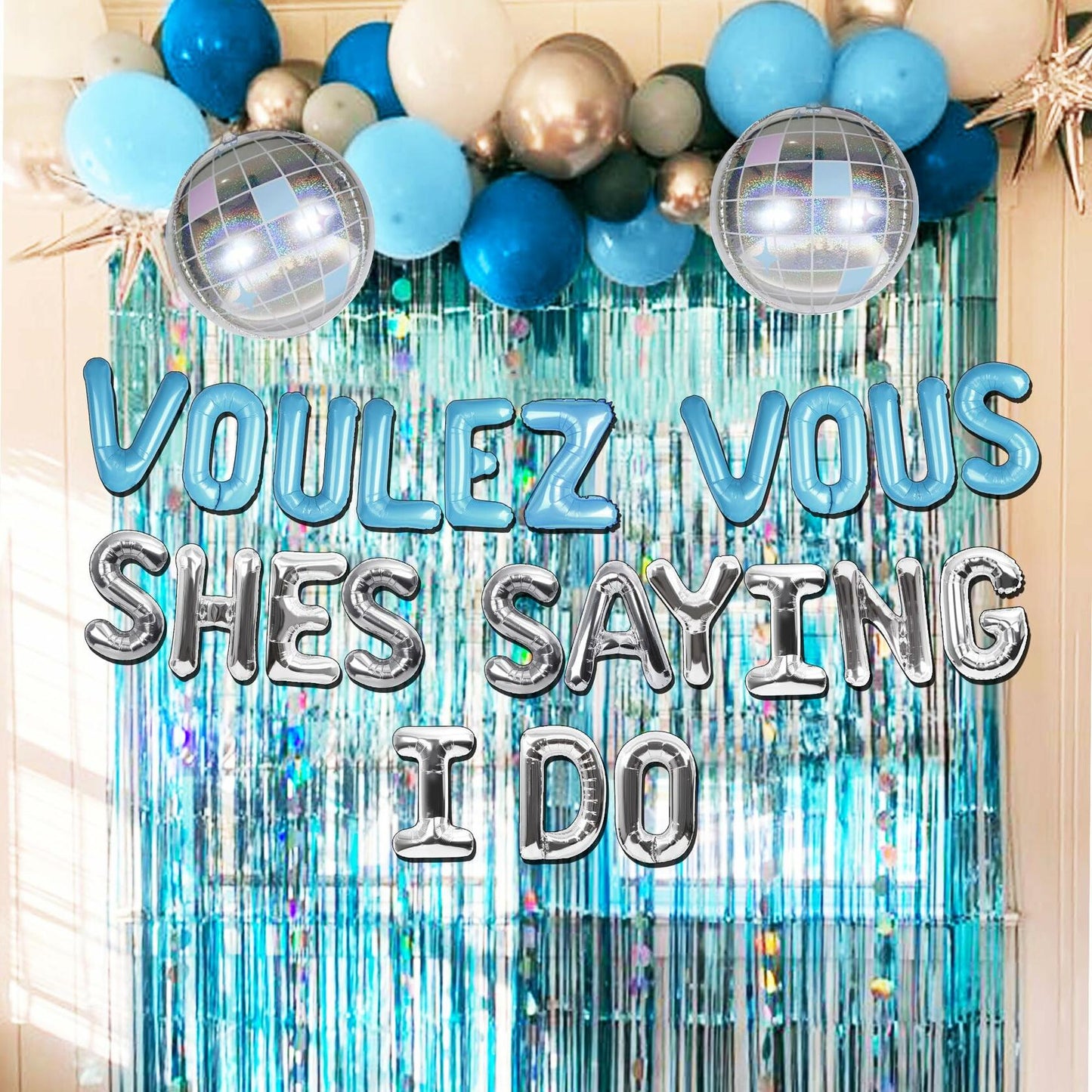 JeVenis Dancing Queen Balloons Banner Bachelorette Party Silver Blue 3
