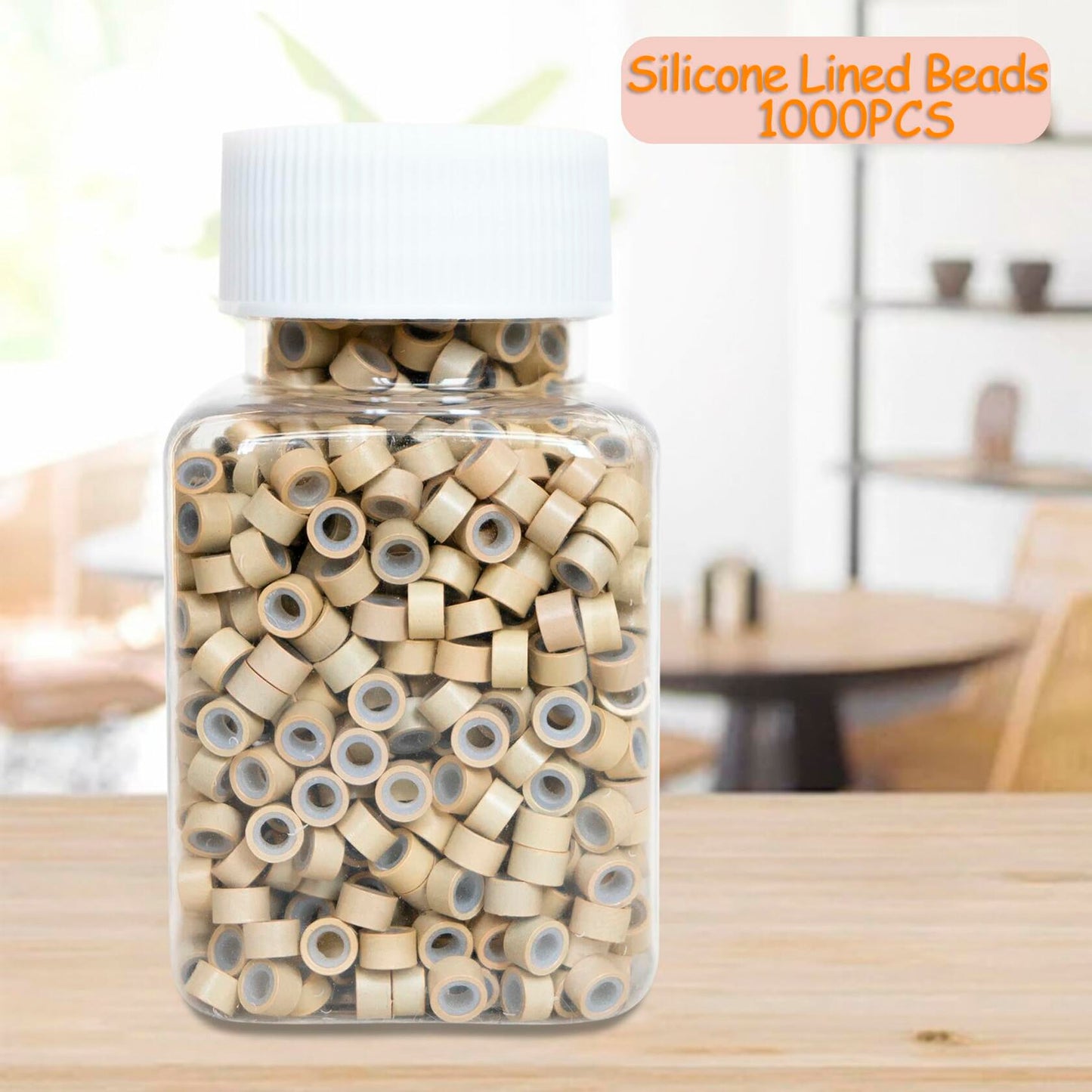 coloryoung 1000pcs 5mm Silicone Lined Micro Beads Hair Extensions Dark Brown