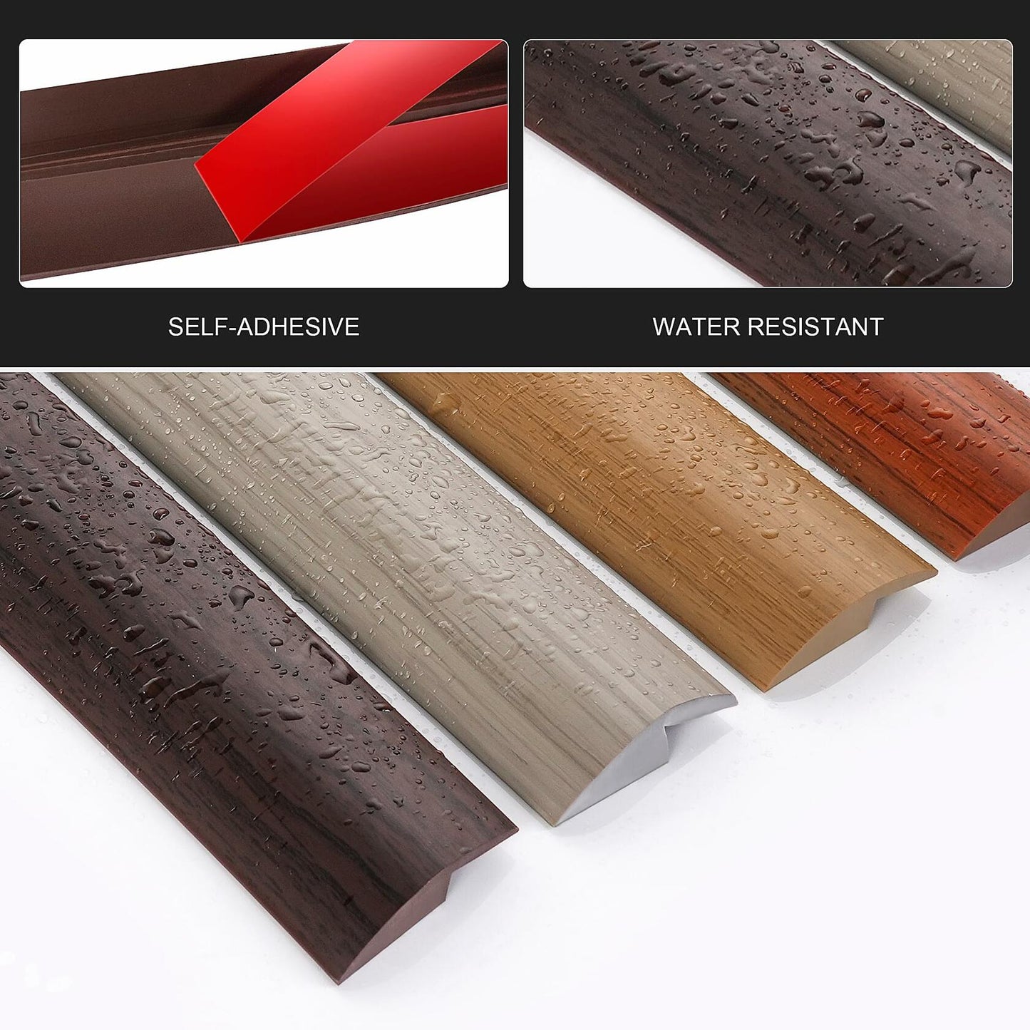BNELL Floor Transition Strip PVC Self Adhesive 9.84FT Red Teak Wood Grain