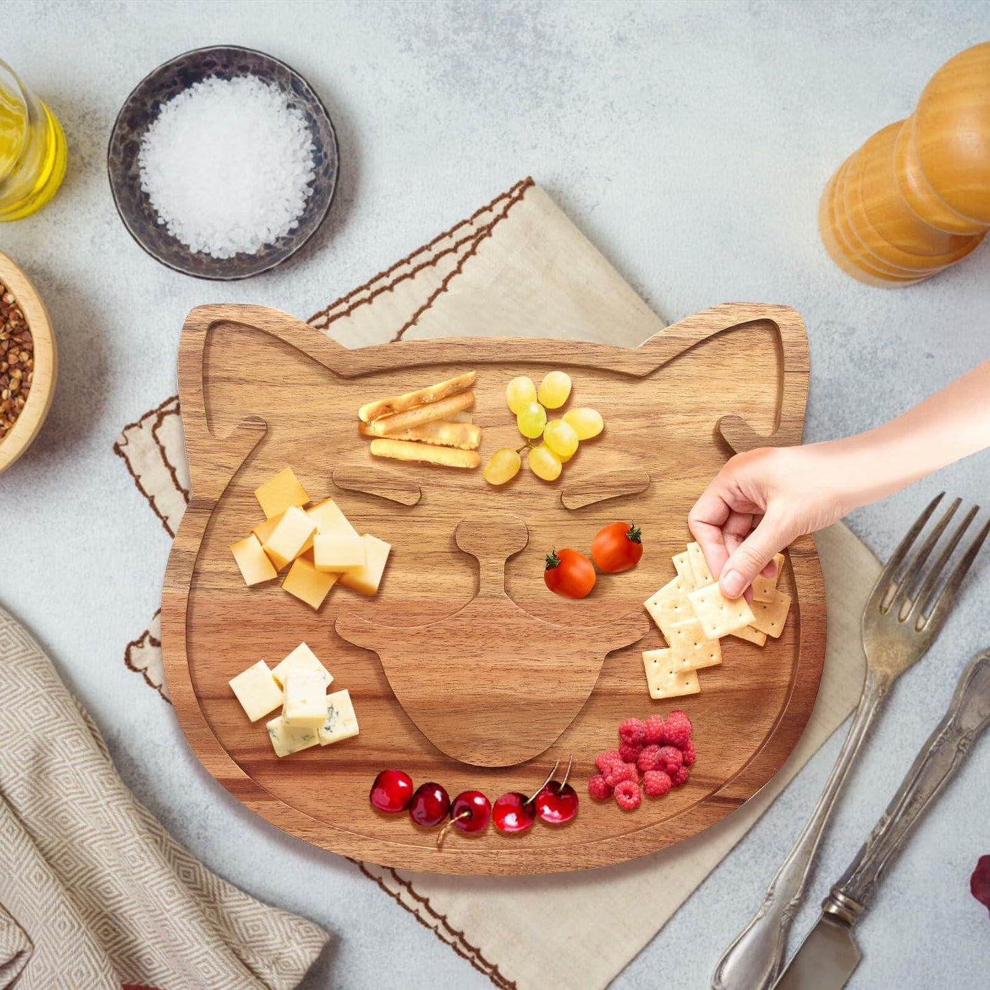 Renawe Decorative Acacia Wood Cheese Plate Serving Tray Large Solid Wood