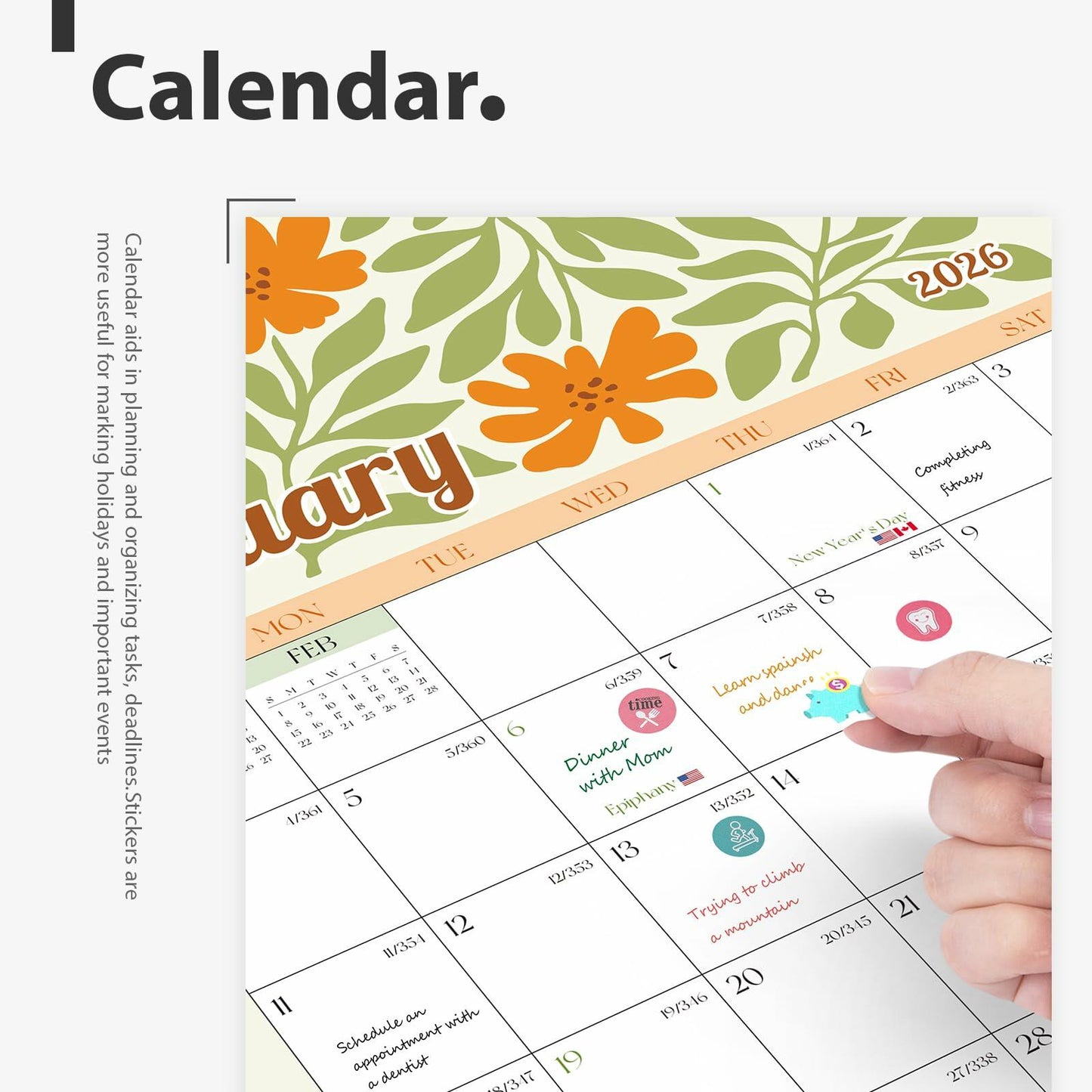 EYROZILL 2025 Wall Calendar Planner Spiral Bound 12x17 Marble Jul25-Dec26