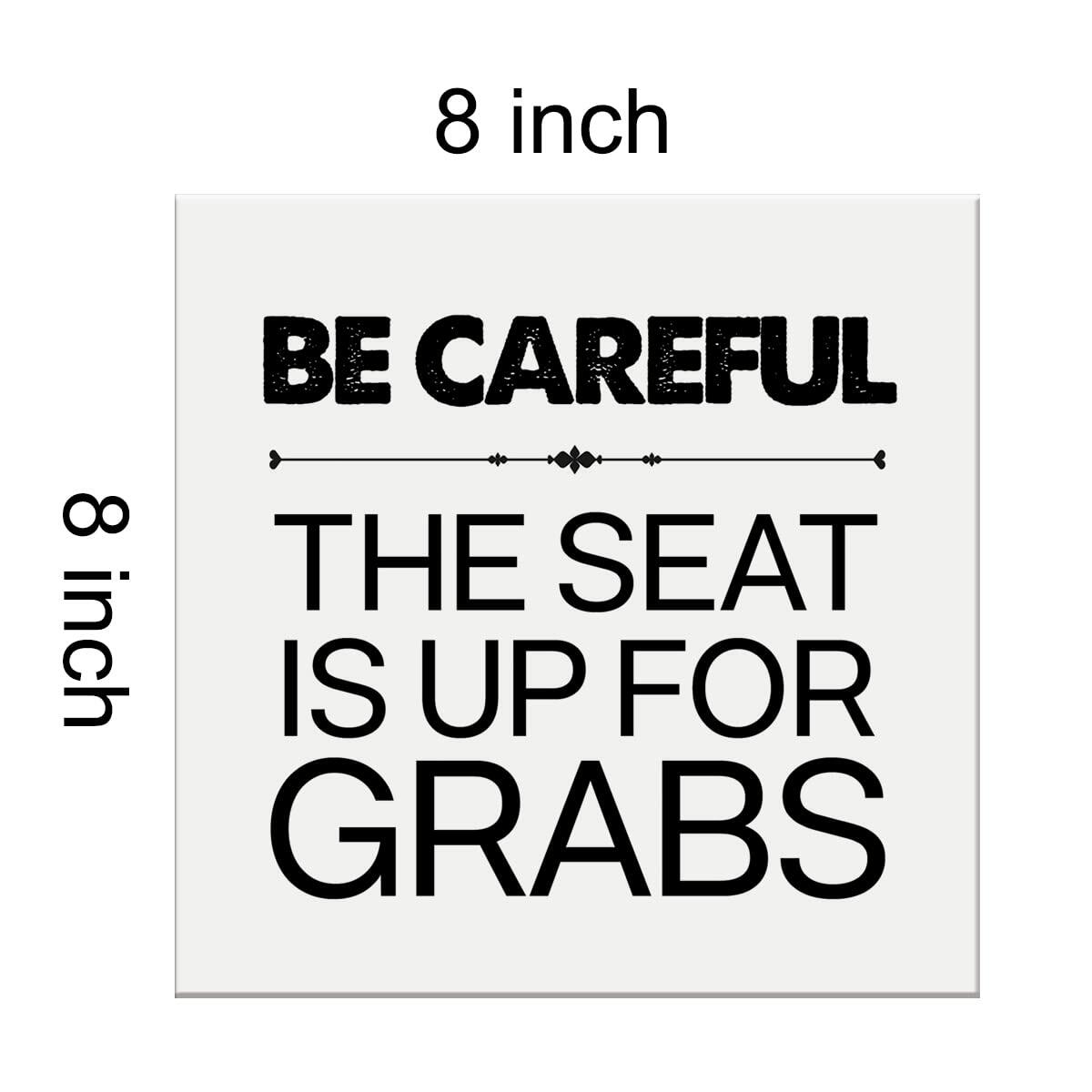 Heijie Humorous Bathroom Canvas Wall Art Framed Print 8x8 Inch Wood Modern