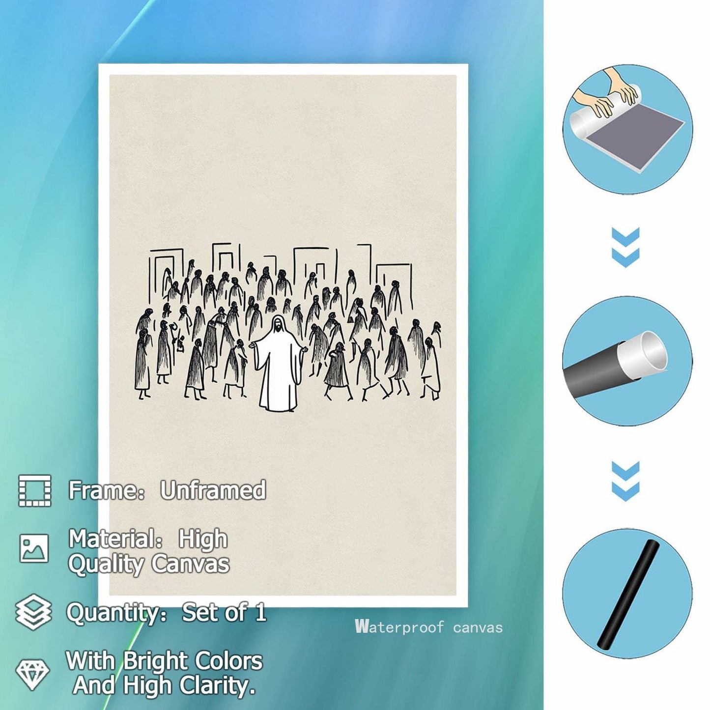 ZETCGSH Vintage Jesus Canvas Wall Art Poster 12x16 in Unframed