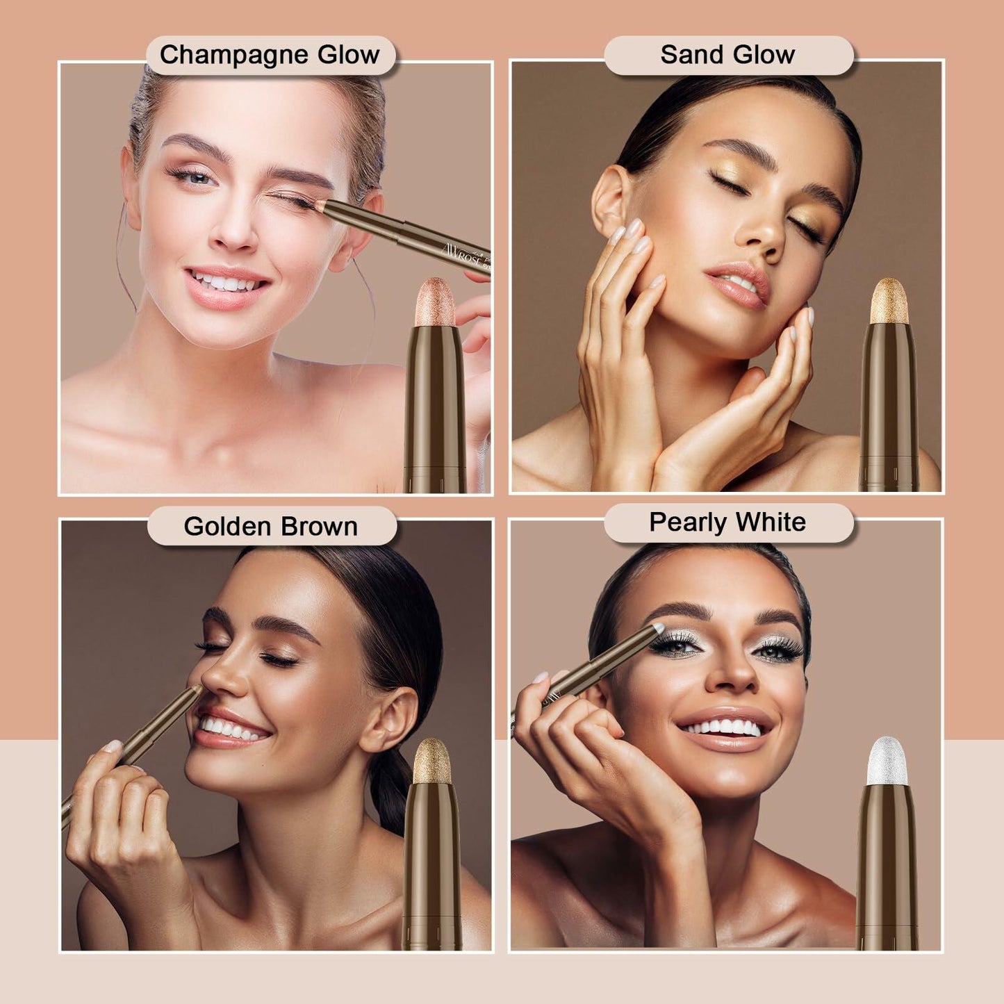 awrose Cream Eyeshadow Stick Waterproof Glitter Shimmer Eye Brightener 1oz