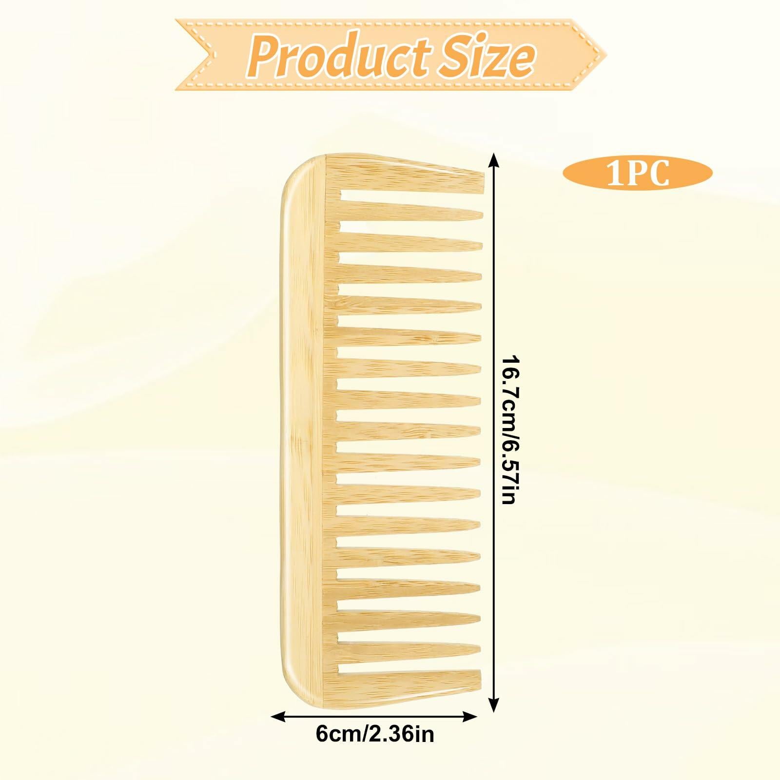 Alrhso Bamboo Wide Tooth Comb for Curls Beard Hair No Handle Detangler