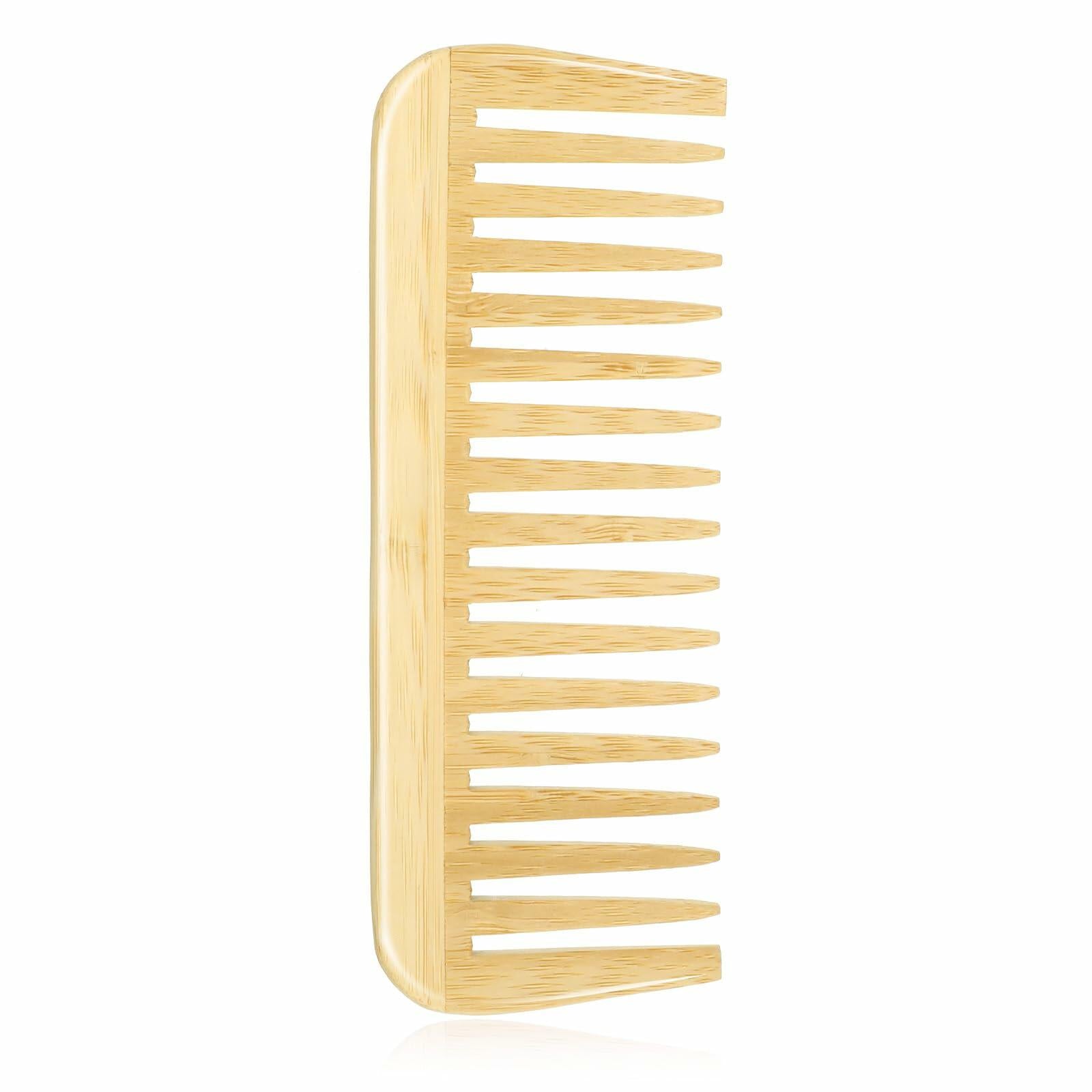 Alrhso Bamboo Wide Tooth Comb for Curls Beard Hair No Handle Detangler