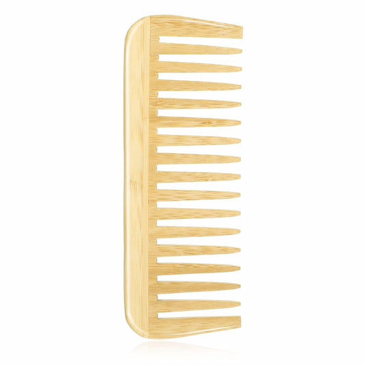 Alrhso Bamboo Wide Tooth Comb for Curls Beard Hair No Handle Detangler