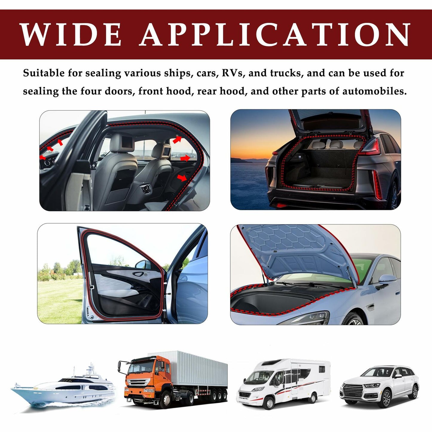 CXCCOI 16.4Ft Automotive Weather Stripping Car Door Seal Strip Black