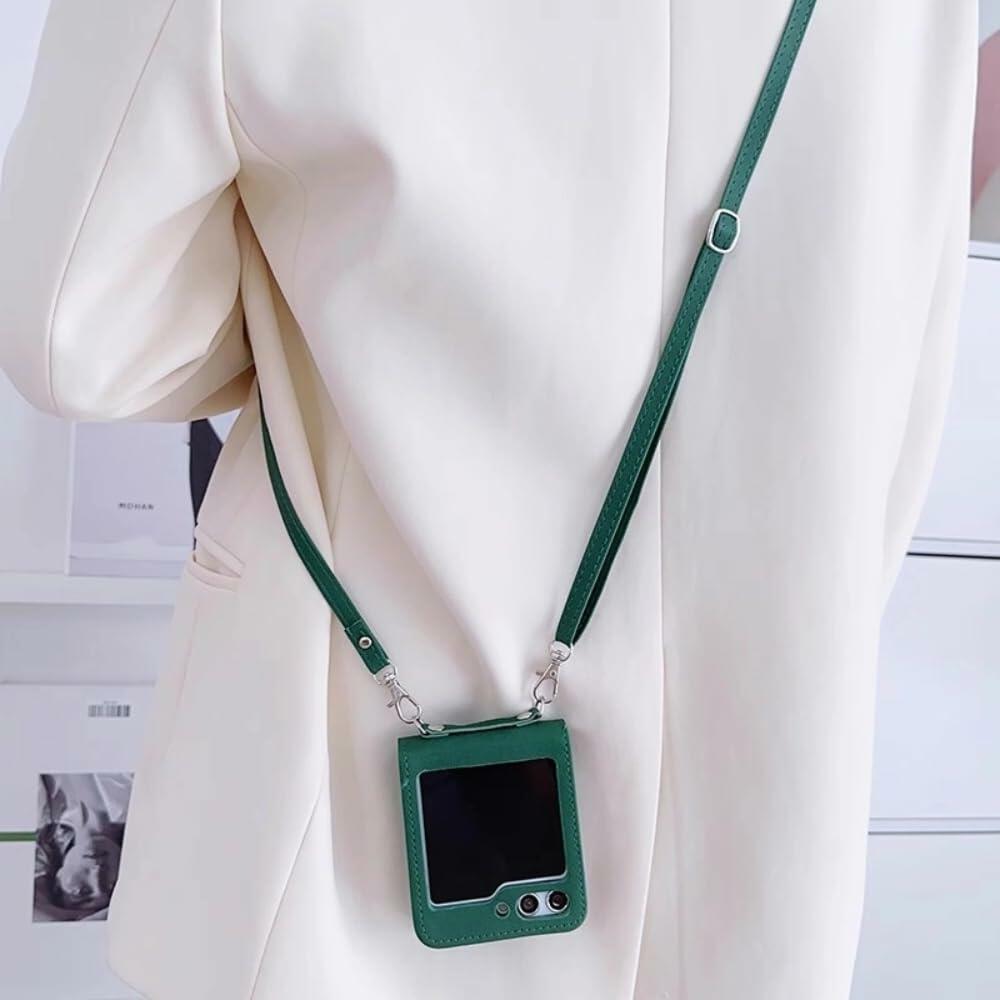 Duboby Samsung Galaxy Z Flip 6 Case Card Holder Lanyard Hinge Protection Orange