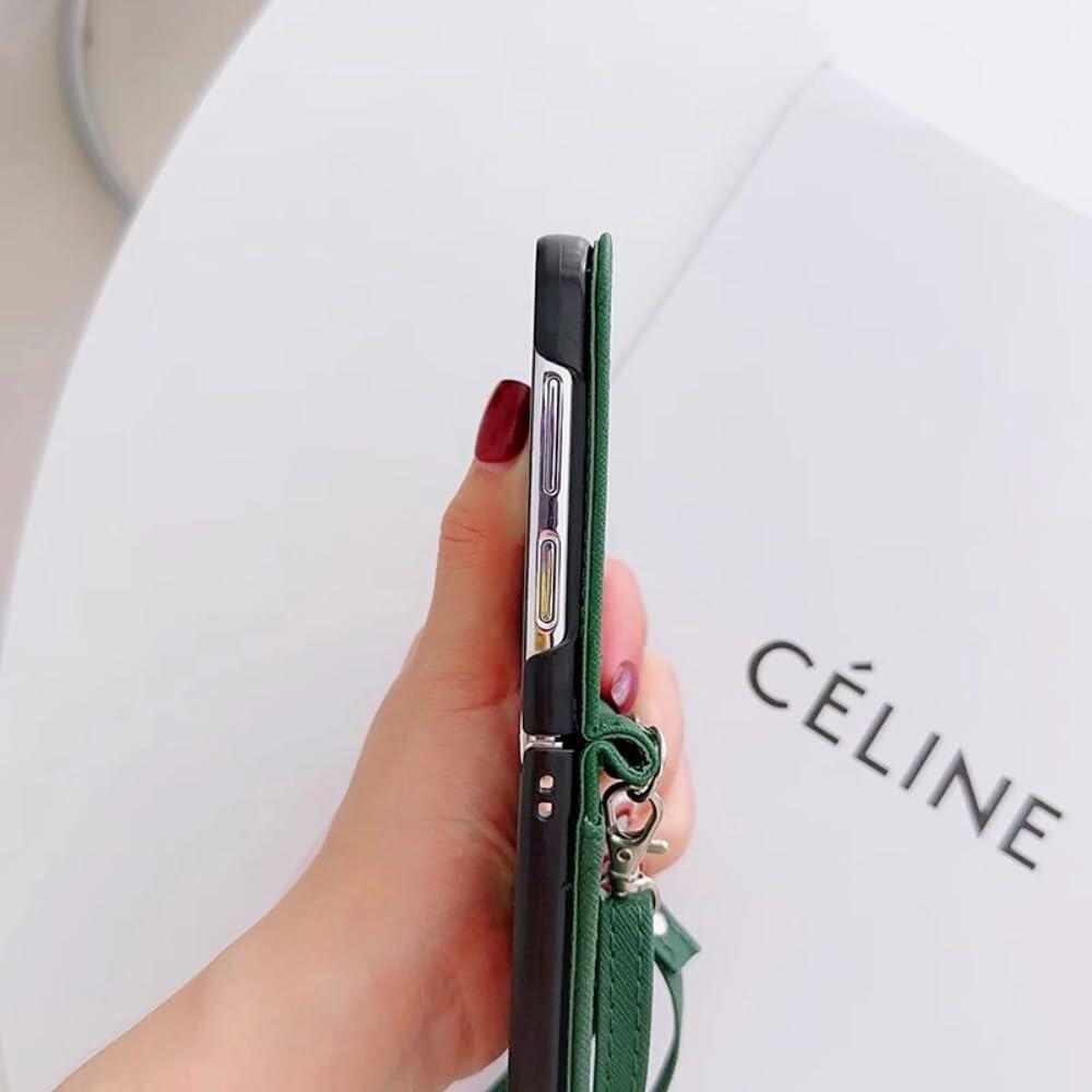 Duboby Samsung Galaxy Z Flip 6 Case Card Holder Lanyard Hinge Protection Orange