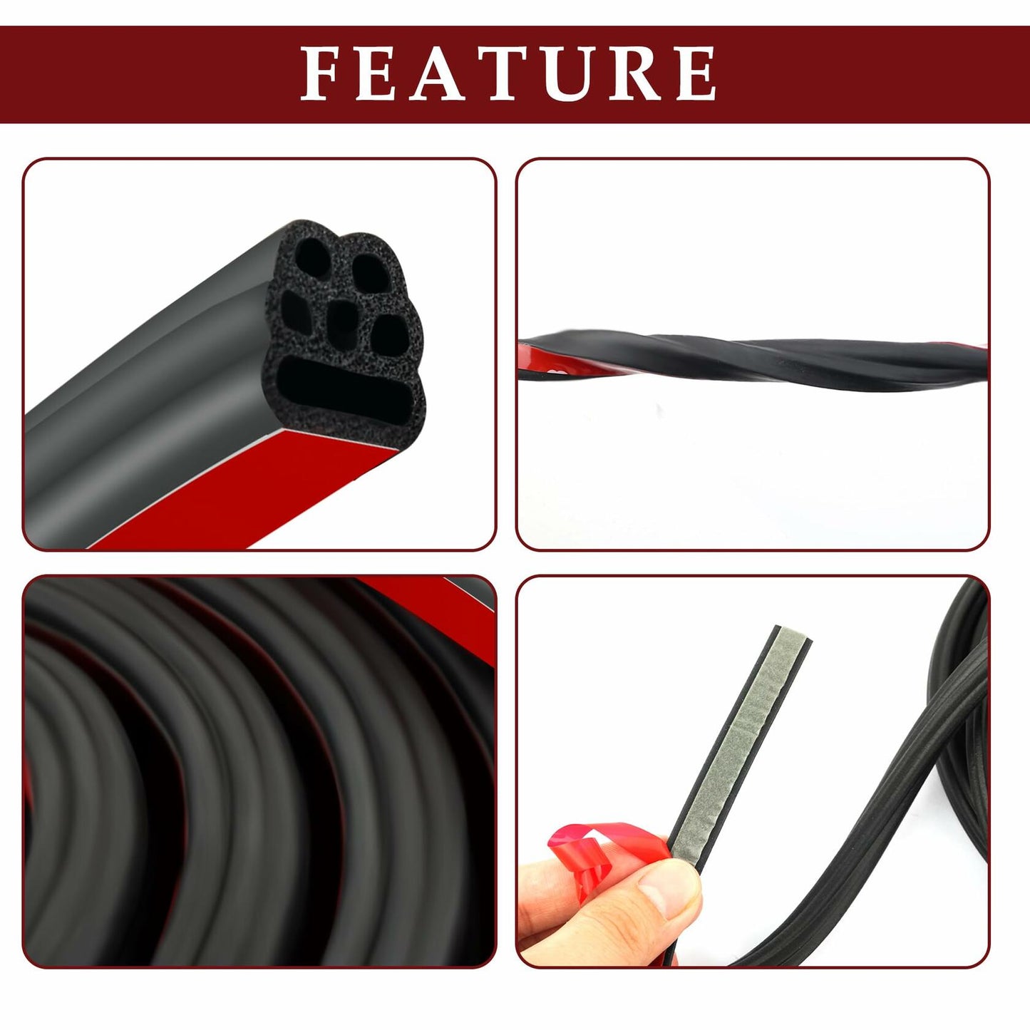 CXCCOI 16.4Ft Automotive Weather Stripping Car Door Seal Strip Black