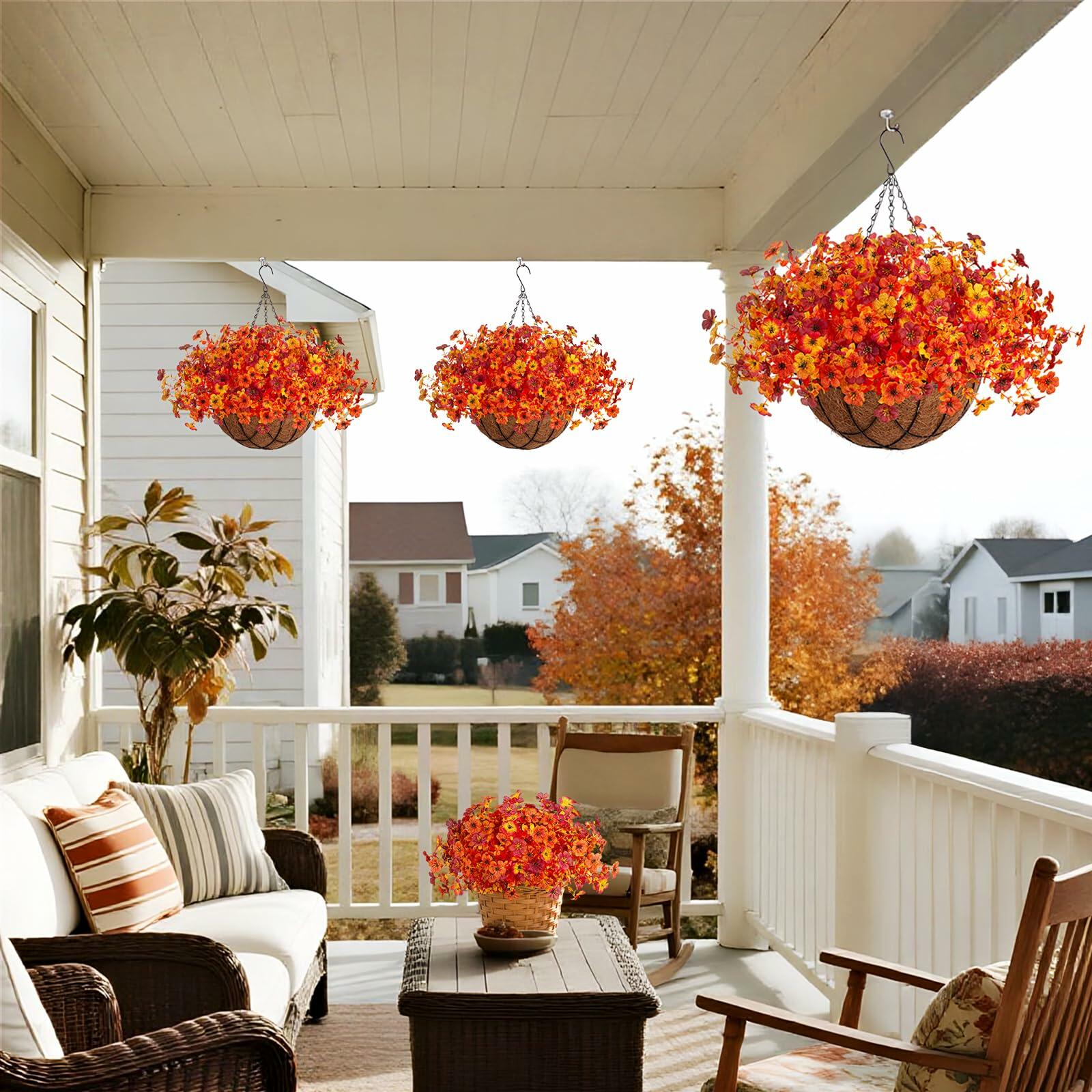 INXUGAO Artificial Hanging Flowers Basket Outdoor Decor Silk Daisy 1 inch Size