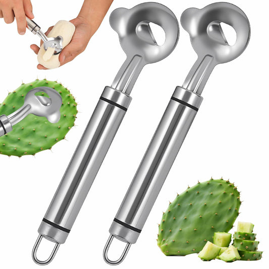 2pcs Stainless Steel Cactus Peeler Spoon Noodle Cutter Tool with Long Handle