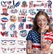 eboozone 4th of July Temporary Tattoos 68pcs Patriotic USA Flag Red/Blue