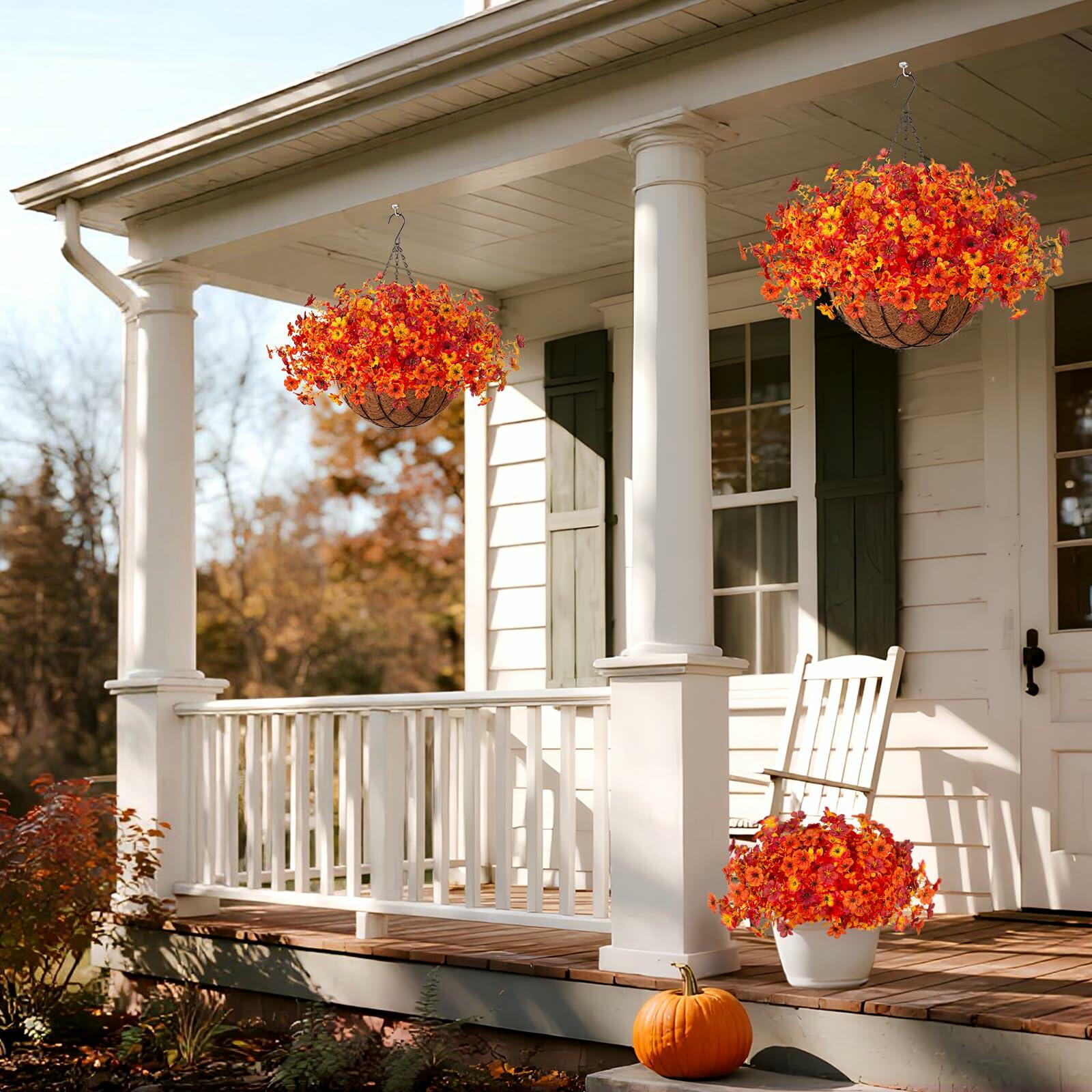 INXUGAO Artificial Hanging Flowers Basket Outdoor Decor Silk Daisy 1 inch Size