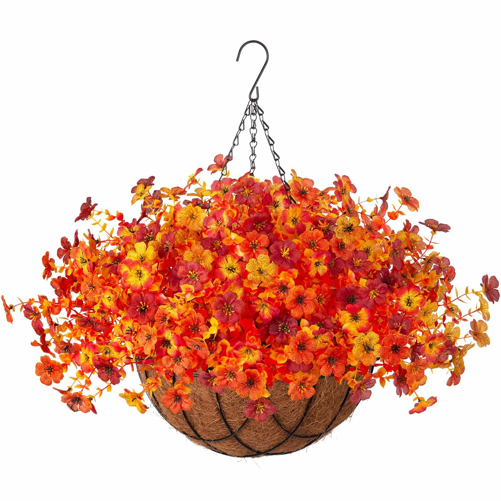 INXUGAO Artificial Hanging Flowers Basket Outdoor Decor Silk Daisy 1 inch Size