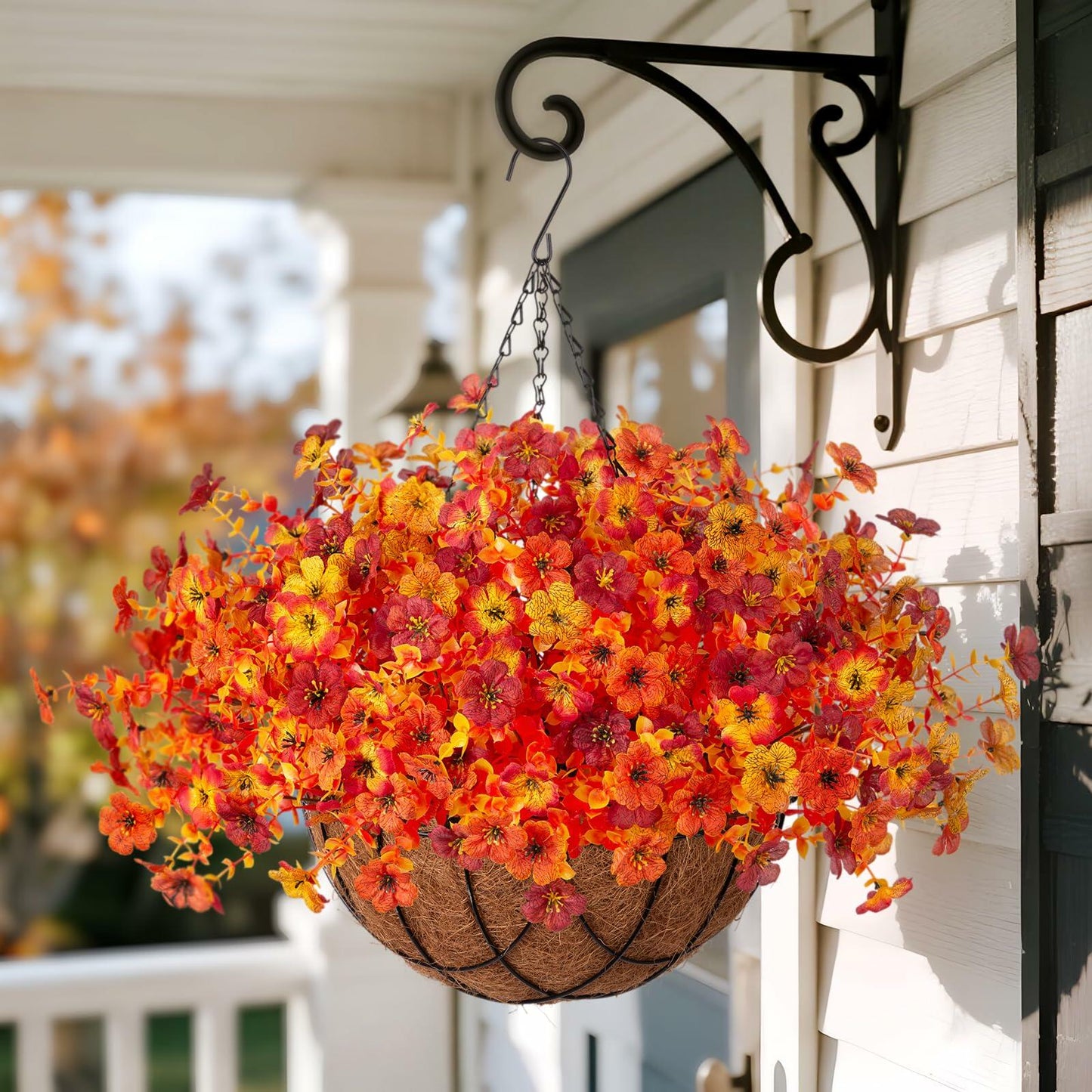 INXUGAO Artificial Hanging Flowers Basket Outdoor Decor Silk Daisy 1 inch Size