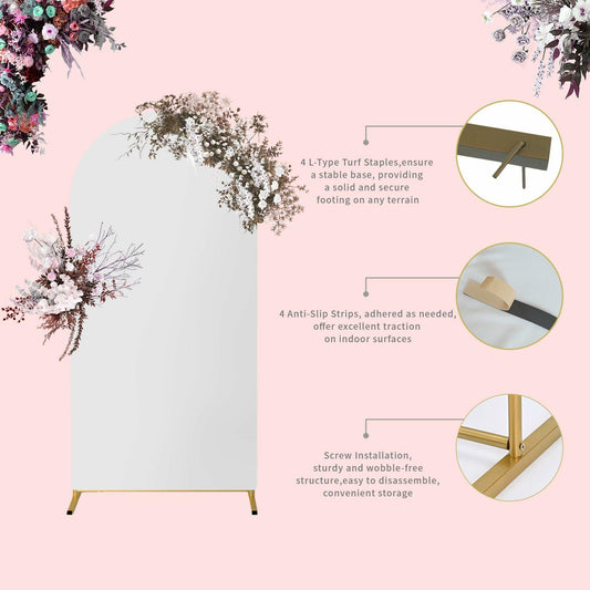 Yupend Wedding Arch Frame Metal Backdrop Stand 7.2FT Gold Balloon Arch