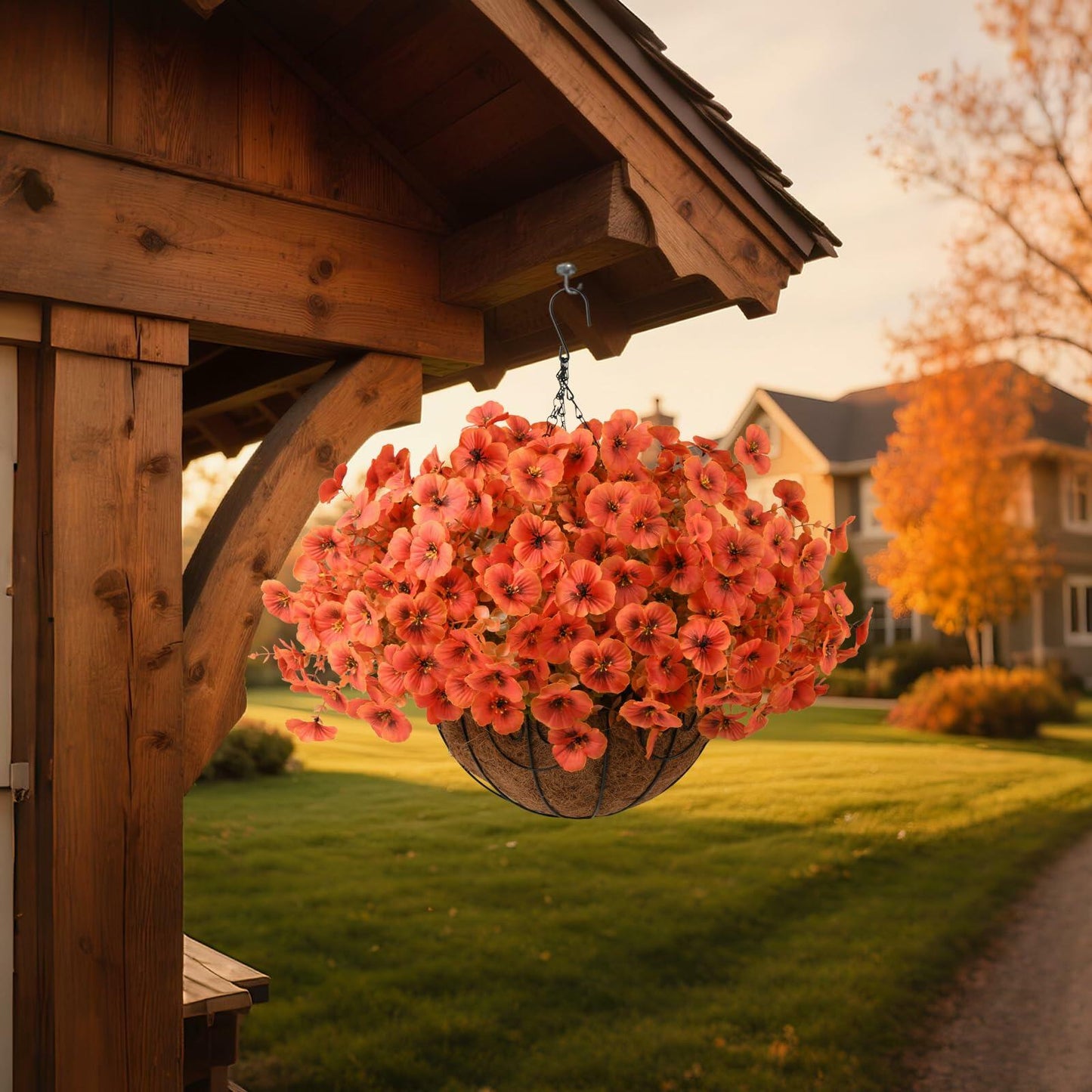 INQCMY Artificial Fall Flowers 12 Bundles Faux Pansies Orange UV Resistant