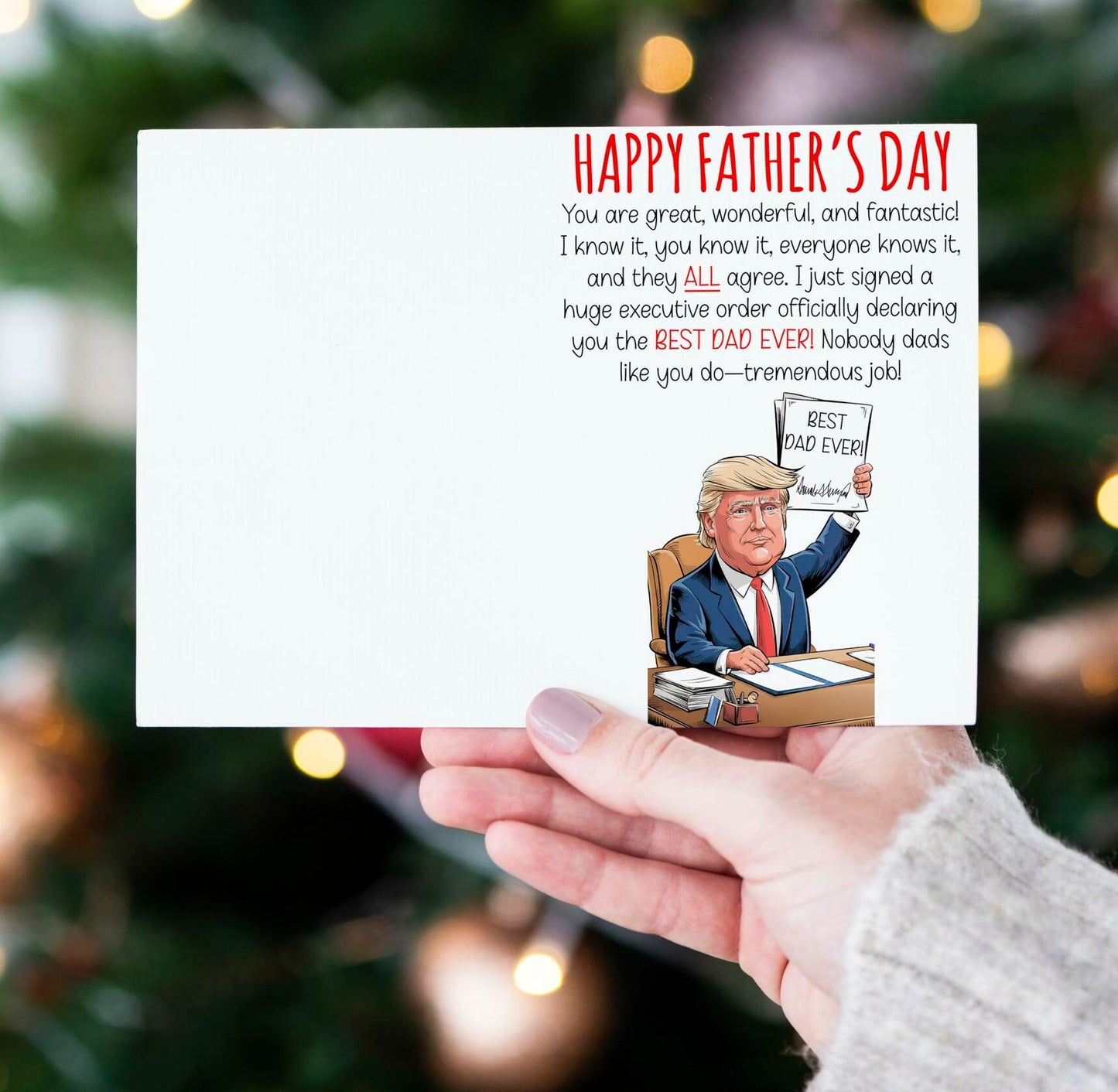 HOMEVAGE Fathers Day Card Funny Quote Folded 5x7in Red Envelope