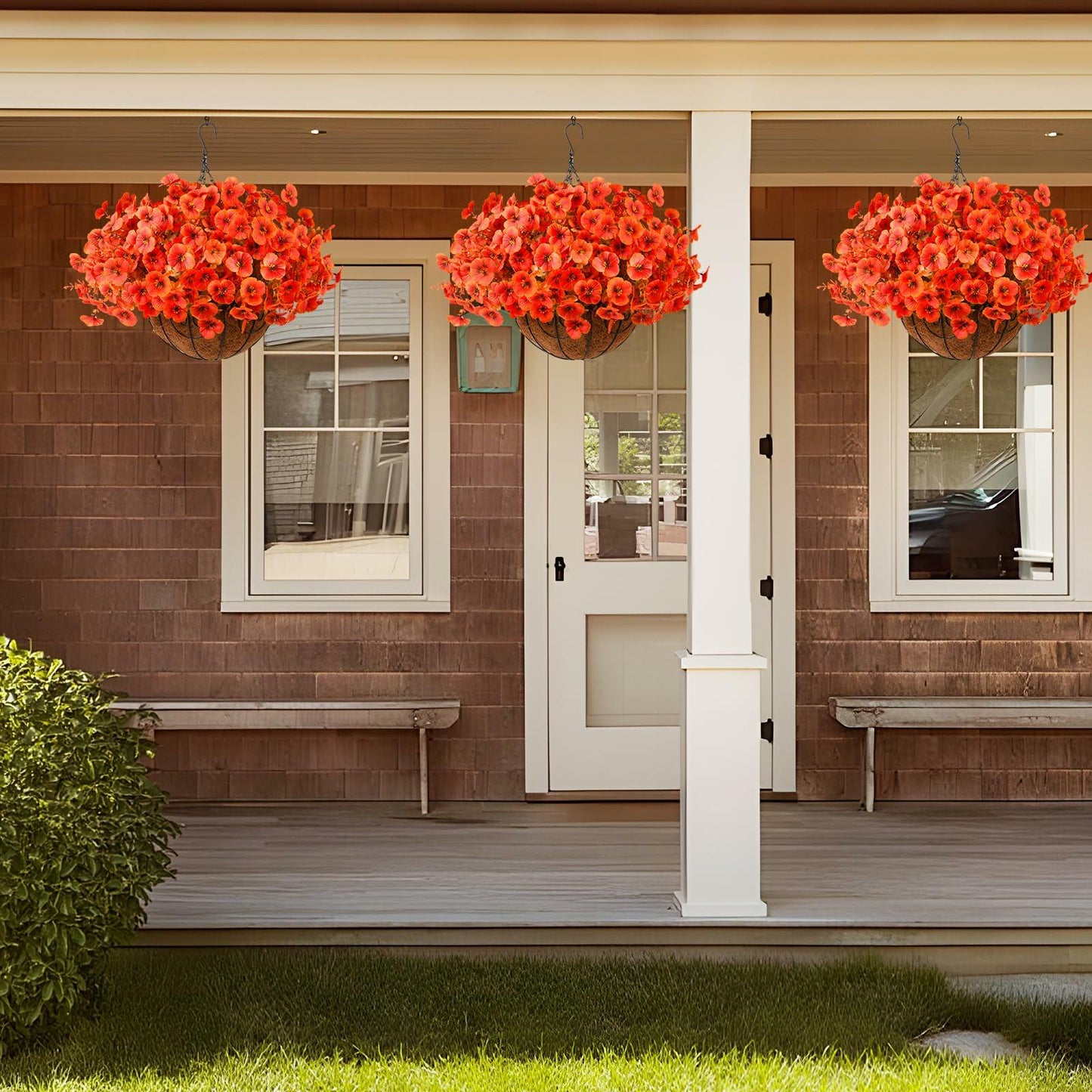 INQCMY Artificial Fall Flowers 12 Bundles Faux Pansies Orange UV Resistant