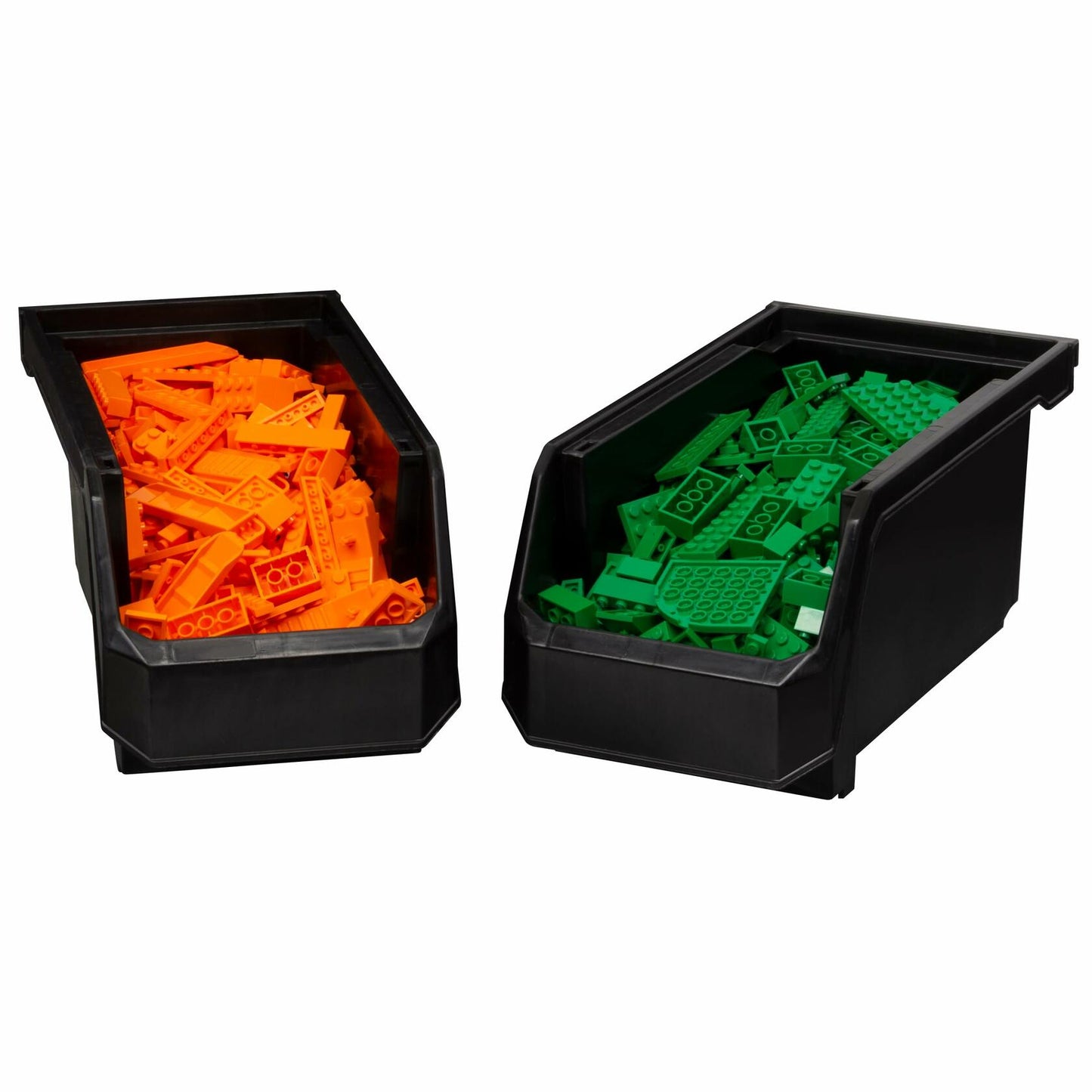 ReadySpace Stackable Plastic Storage Bins Medium 11x5x5.5 Black 8-Pack