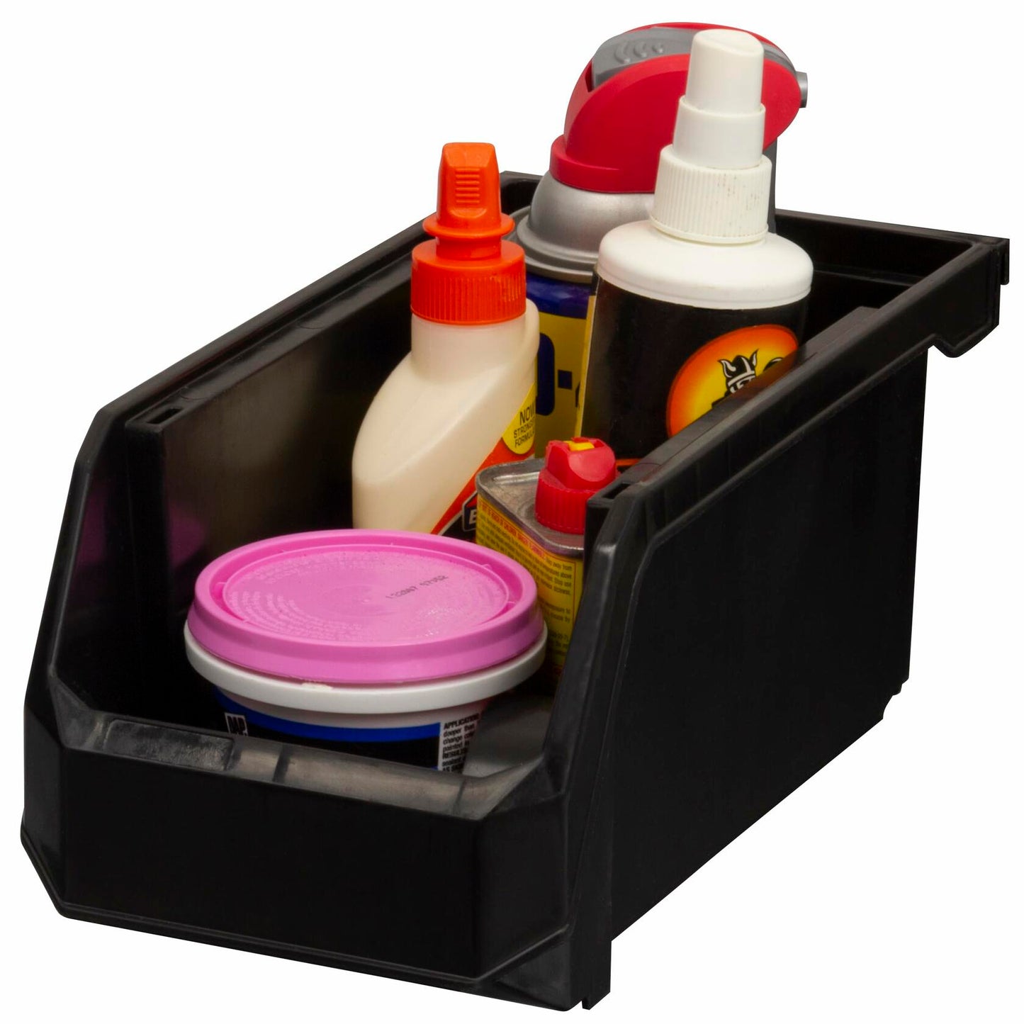 ReadySpace Stackable Plastic Storage Bins Medium 11x5x5.5 Black 8-Pack