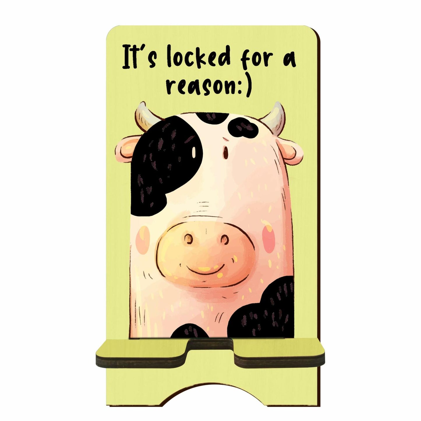 Nuckxy Cute Cow Wooden Phone Stand Organizer Multi Color 15"