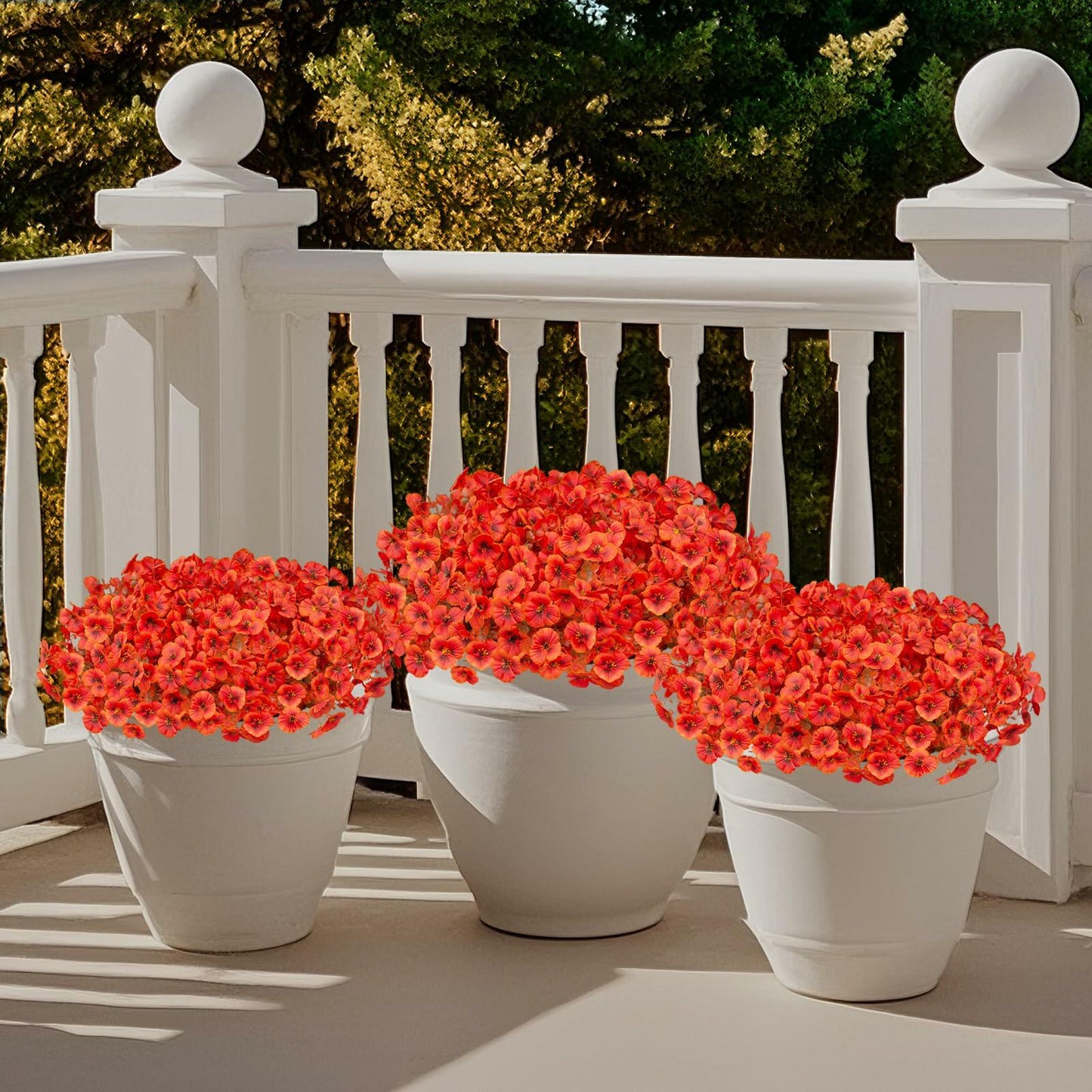 INQCMY Artificial Fall Flowers 12 Bundles Faux Pansies Orange UV Resistant