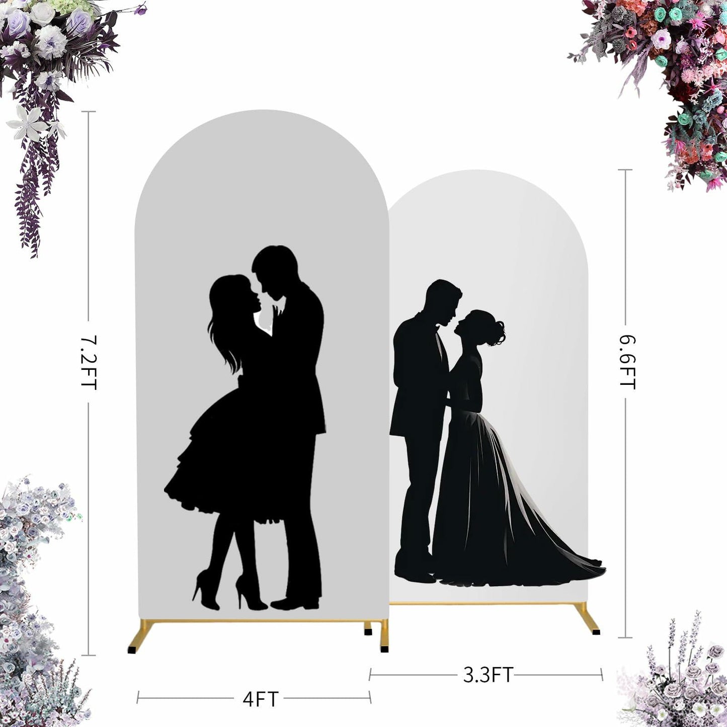 Yupend Wedding Arch Frame Metal Backdrop Stand 7.2FT Gold Balloon Arch