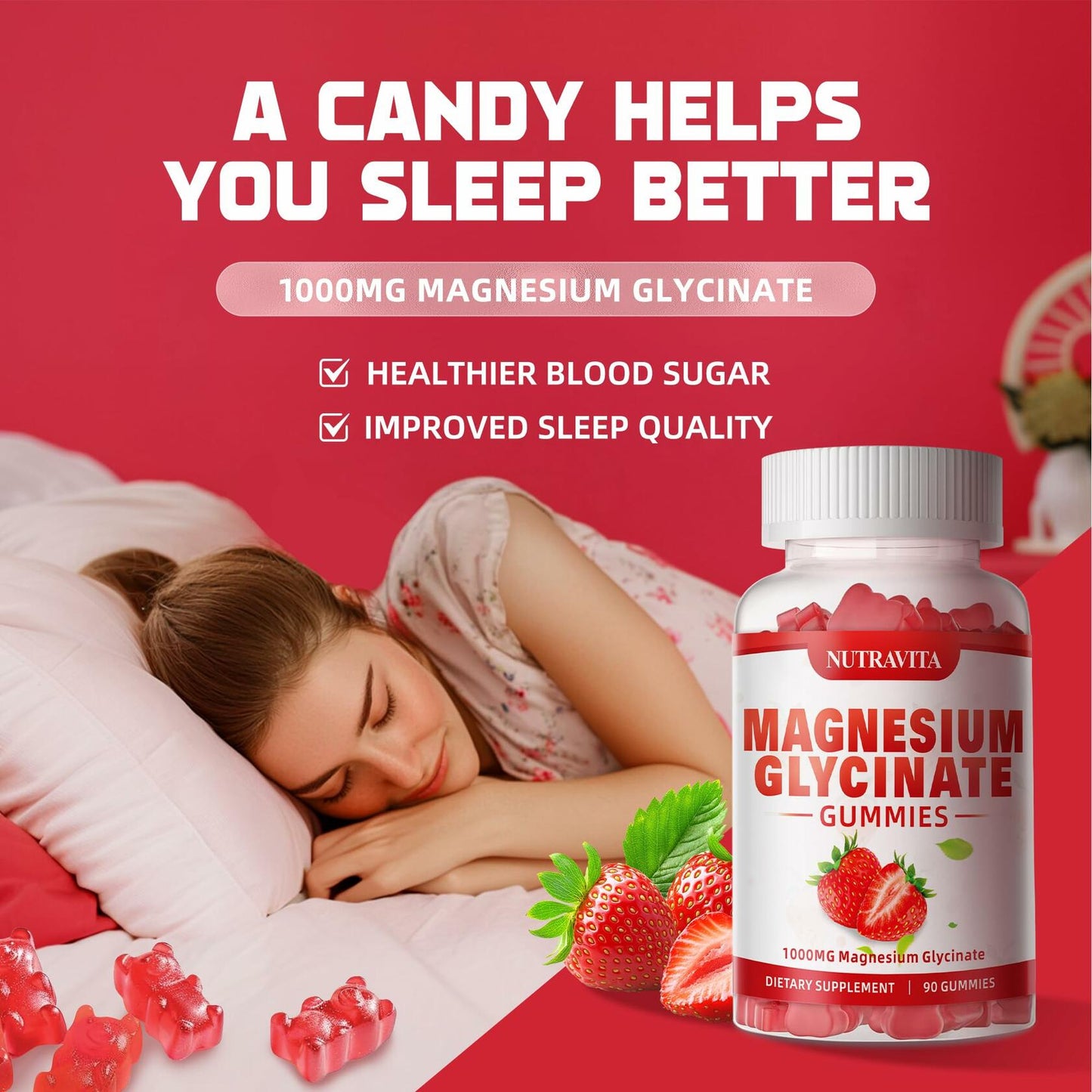 BESTBY 09/26 Nutravita Magnesium Glycinate Gummies 1000mg L-Threonate VitD B6