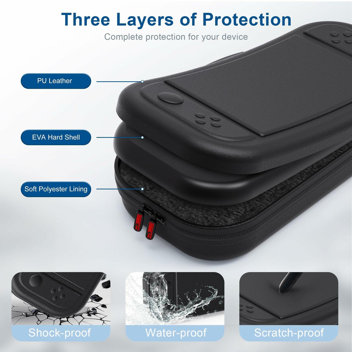 STARTRC GAMES Switch 2 Carrying Case Large PU Hard Travel Bag Black