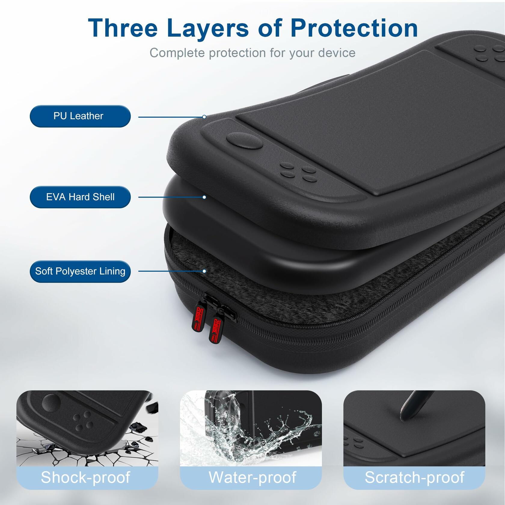 STARTRC GAMES Switch 2 Carrying Case Large PU Hard Travel Bag Black