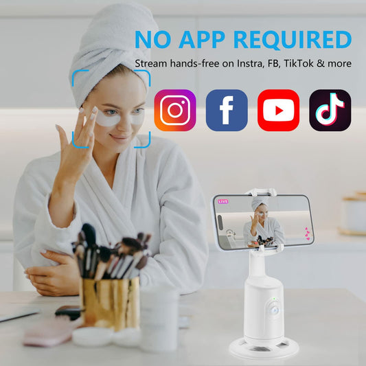 Herclear Auto Face Tracking Tripod 360° Rotation Phone Camera Mount Black