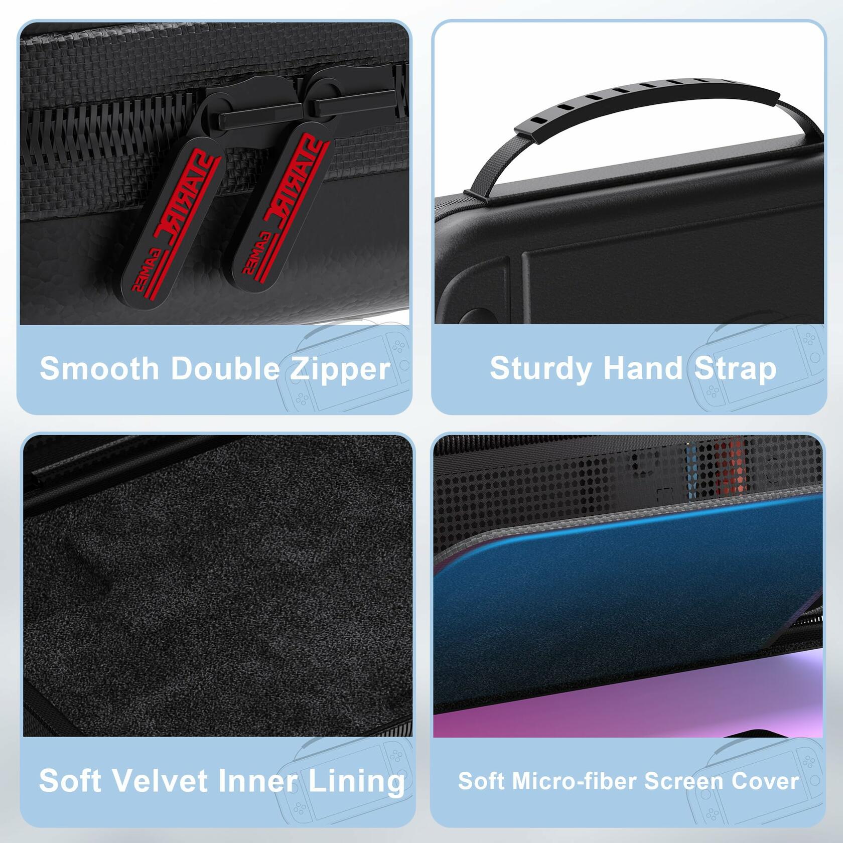 STARTRC GAMES Switch 2 Carrying Case Large PU Hard Travel Bag Black