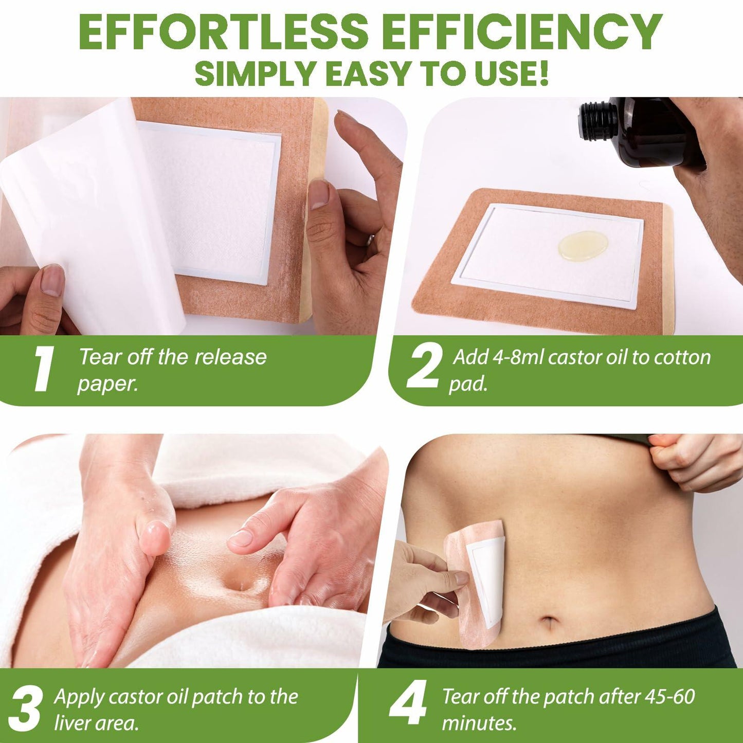 Wellnessamz 20Pcs Castor Oil Pack Wrap Organic Cotton Flannel Self Adhesive Skin