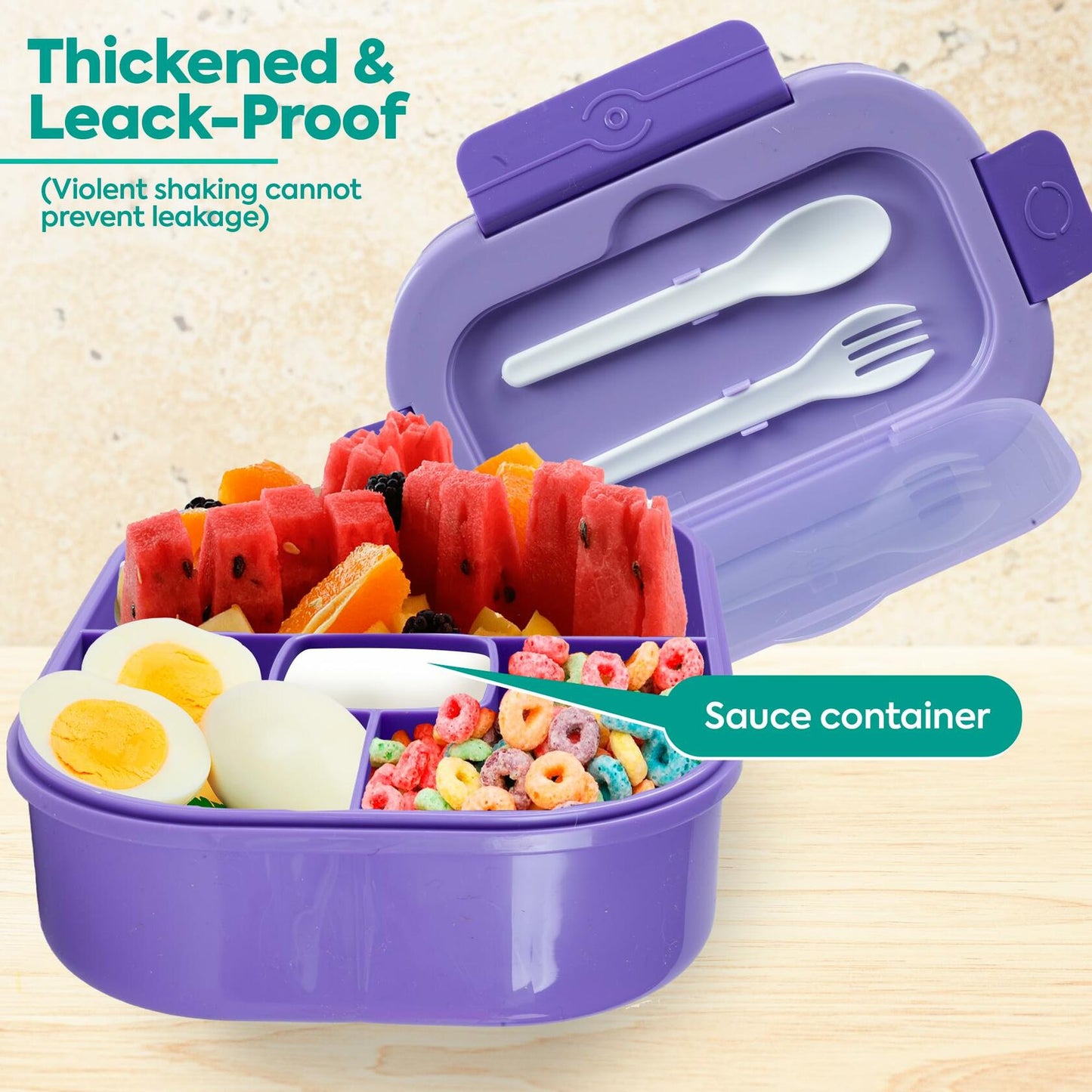 Generic DifaBella Kids Lunch Box 4 Compartments BPA-Free Purple 8.66x5.9x2.7