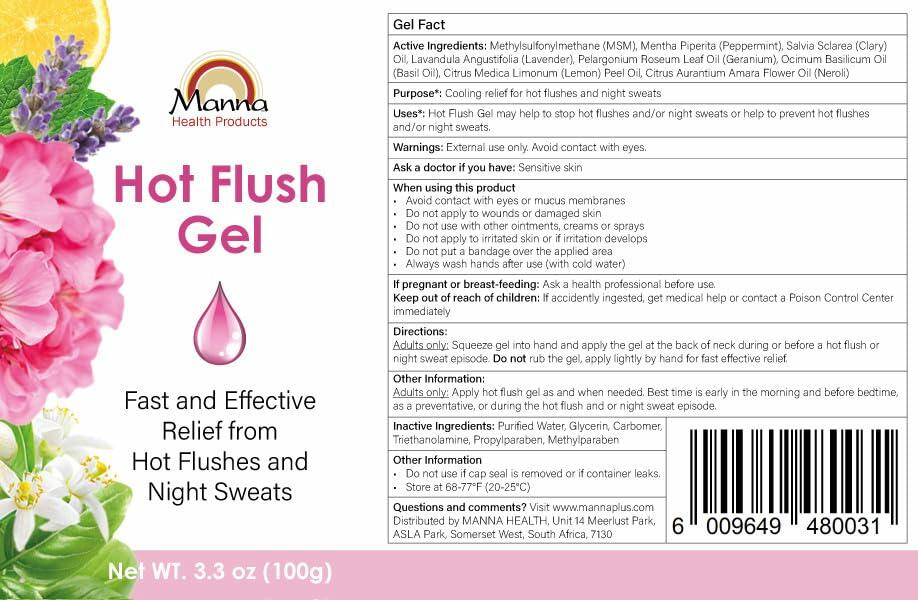 Manna Health Hot Flush Gel for Hot Flushes and Night Sweats