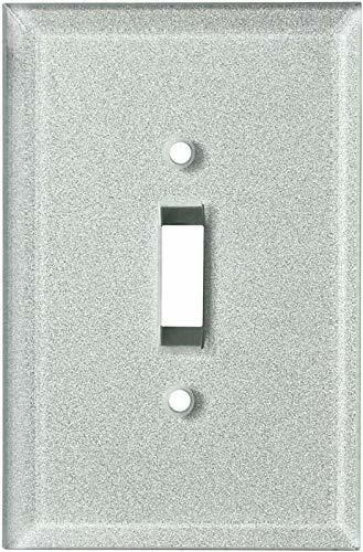 SWITCH HITS Silver Glass Mirror Light Switch Cover Plate 1 Toggle 3.5x5.25