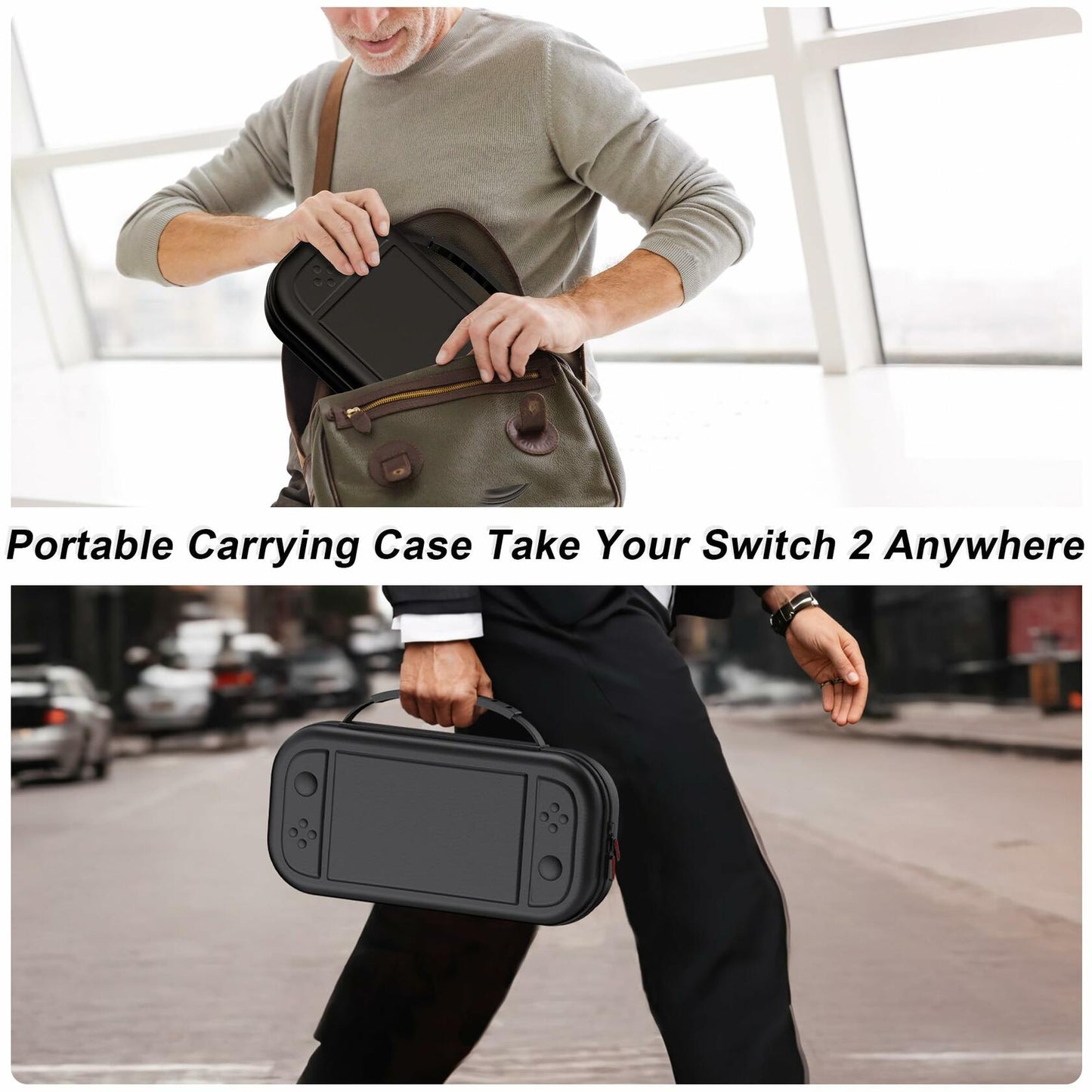 STARTRC GAMES Switch 2 Carrying Case Large PU Hard Travel Bag Black