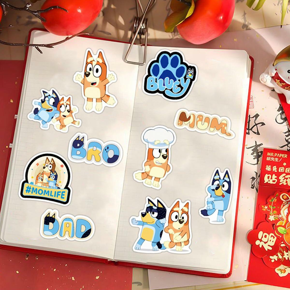 Kiislee 55Pcs Cartoon Blue Waterproof Vinyl Stickers for Kids Teens