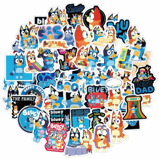 Kiislee 55Pcs Cartoon Blue Waterproof Vinyl Stickers for Kids Teens